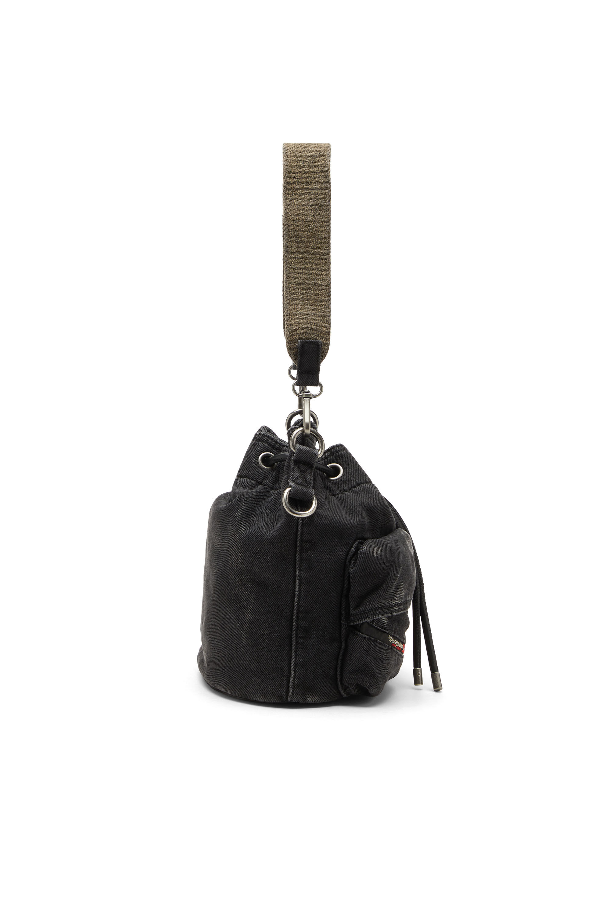 Diesel - MULTI-PKTS BUCKET X, Multi-Pkts-Bolso tipo cubo multibolsillo en denim lavado Unisex in Negro - 3