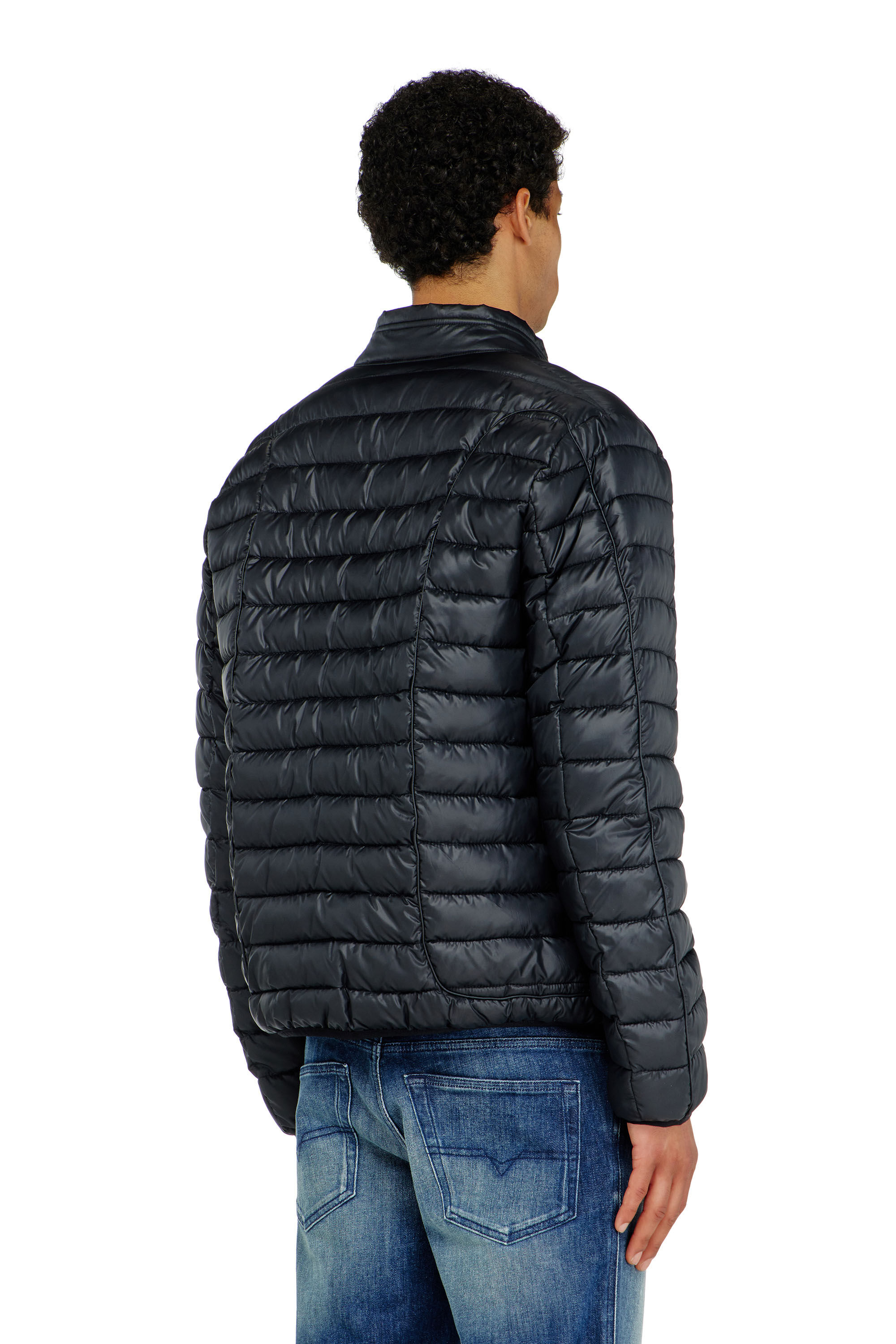 Diesel - W-PILOT-WRD, Chaqueta acolchada estilo biker con ribetes a tono Hombre in Negro - 4