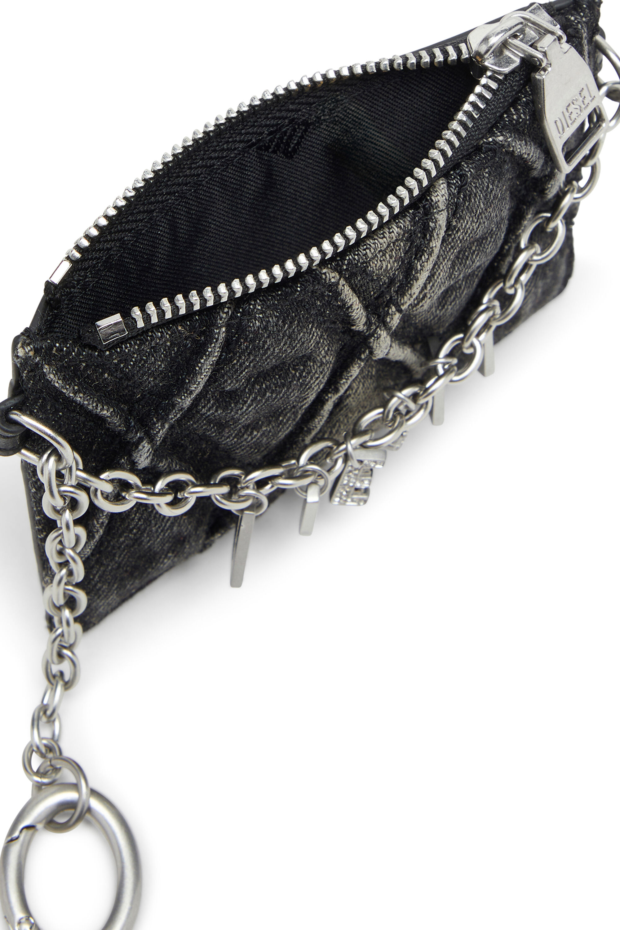 Diesel - CARD HOLDER WITH CHAIN, Tarjetero con cadena y bolsillo monedero con cremallera Mujer in Gris - 3