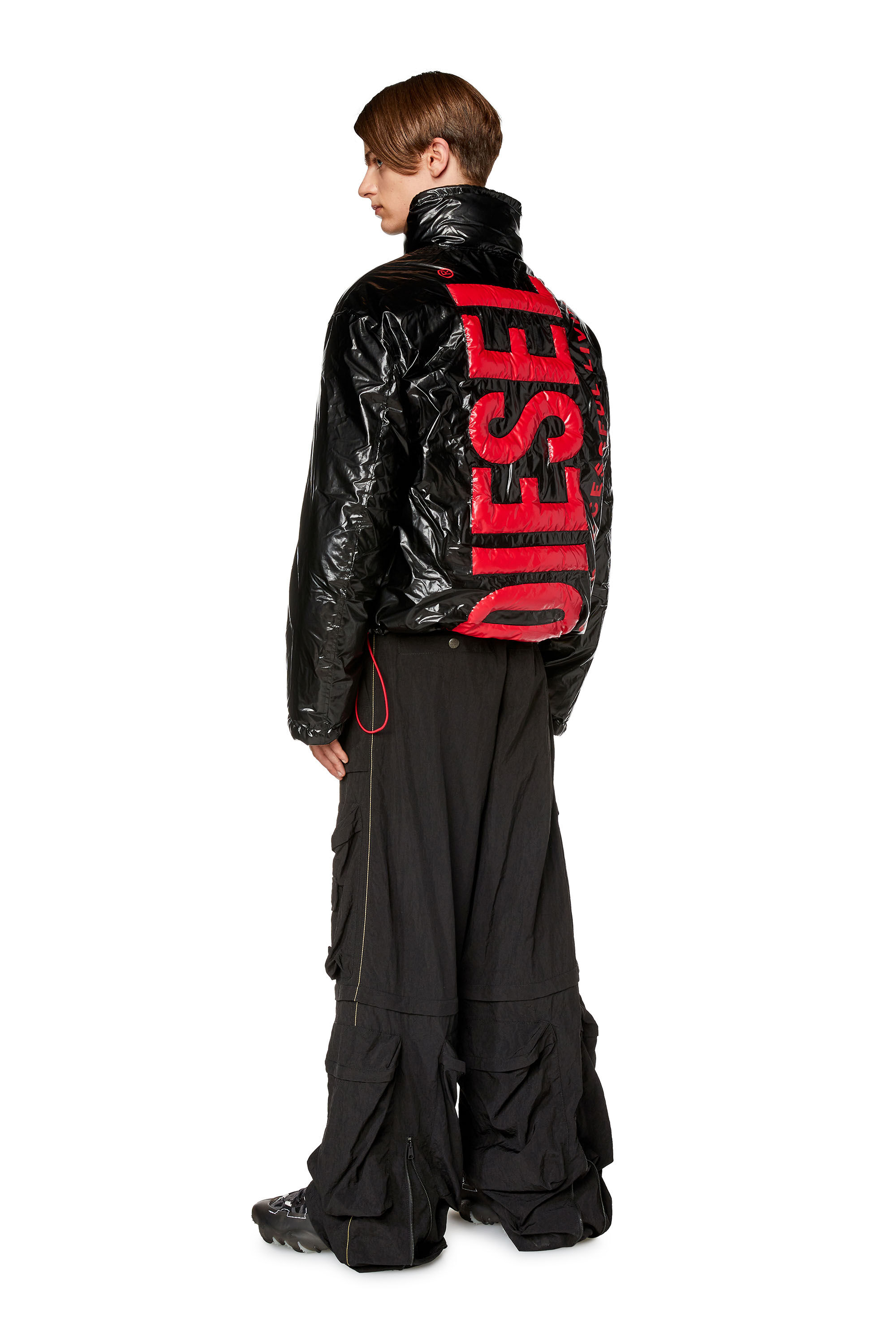 Diesel - W-JUPIT, Chaqueta de nailon brillante con logotipo en grande Hombre in Multicolor - 1