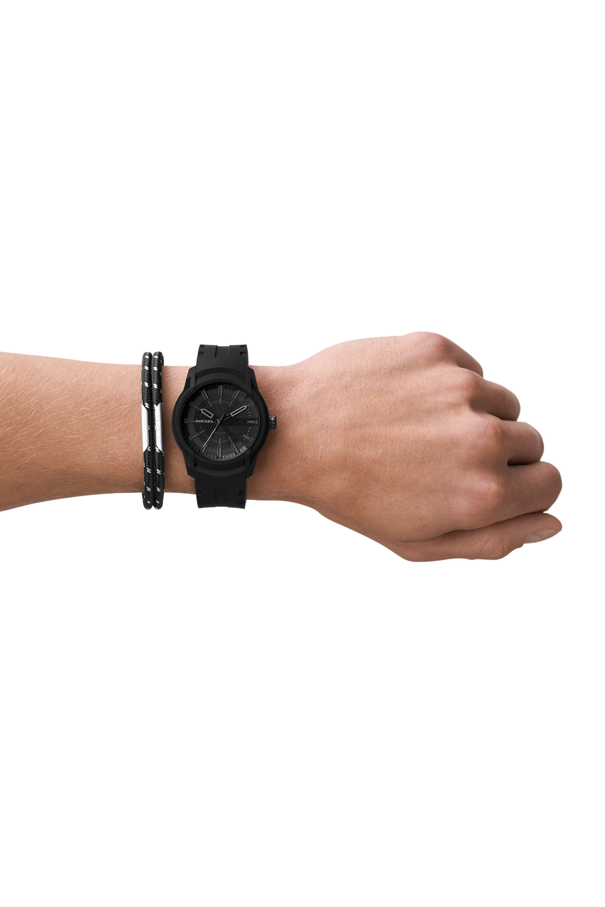 DZ1978 Man Armbar Silicone Watch and Bracelet Set Diesel
