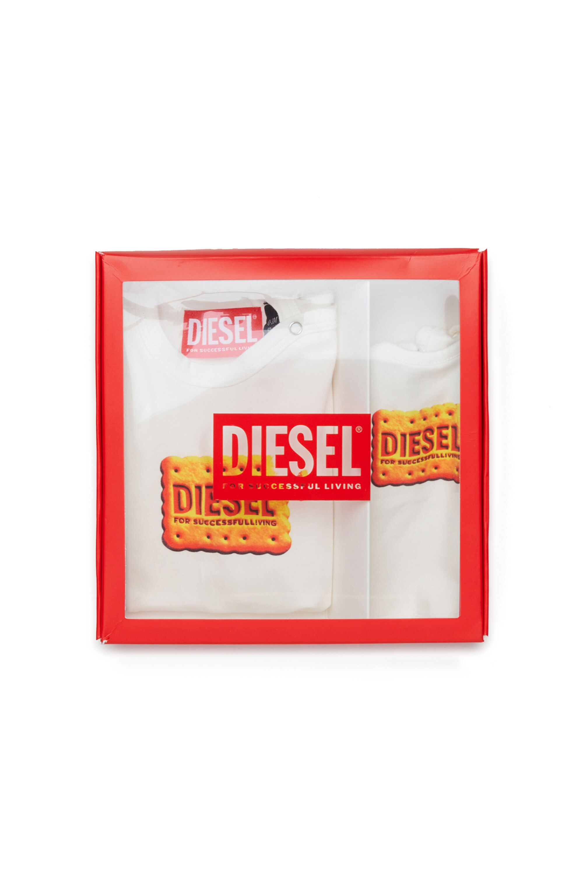Diesel - UPPYBOX-NB, Conjunto para reci&eacute;n nacido con logo Biscotto estampado Unisex in Blanco - 4