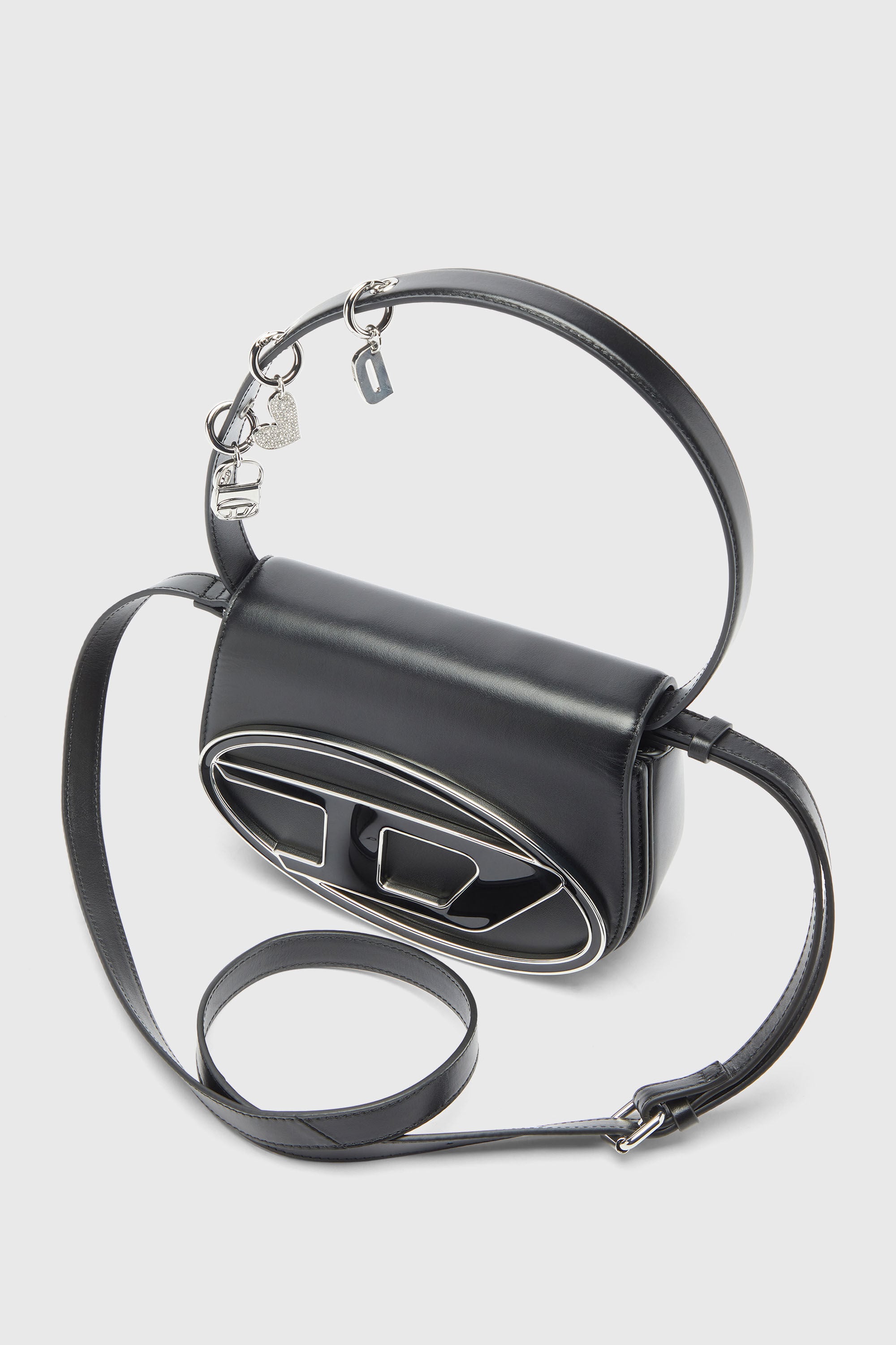 Diesel - 1DR, 1DR -Bolso de hombro de piel ic&oacute;nico con charms en el asa Mujer in Negro - 6