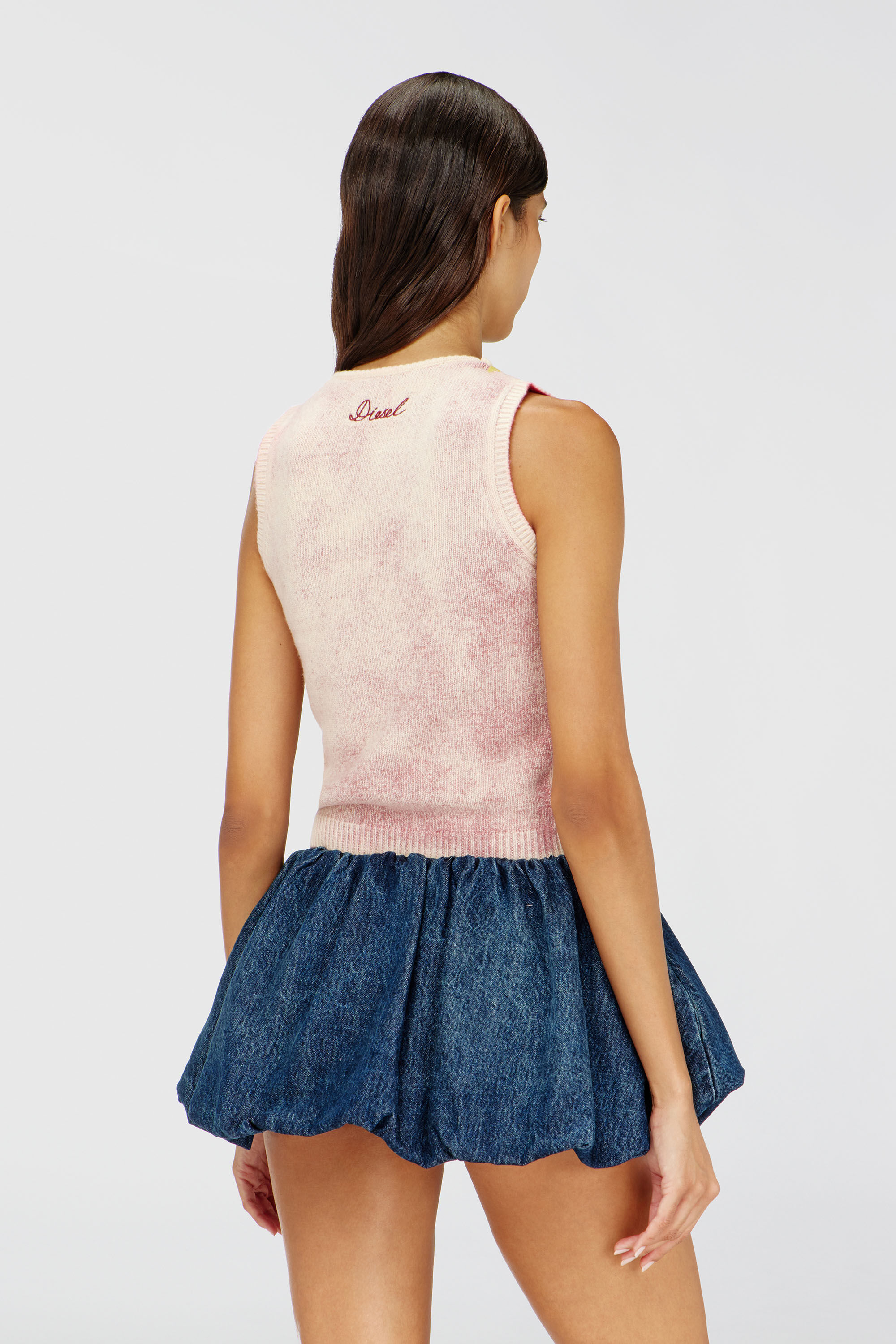 Diesel - M-RARIS, Chaleco de punto en mezcla de lana con motivo floral Mujer in Rosa - 4