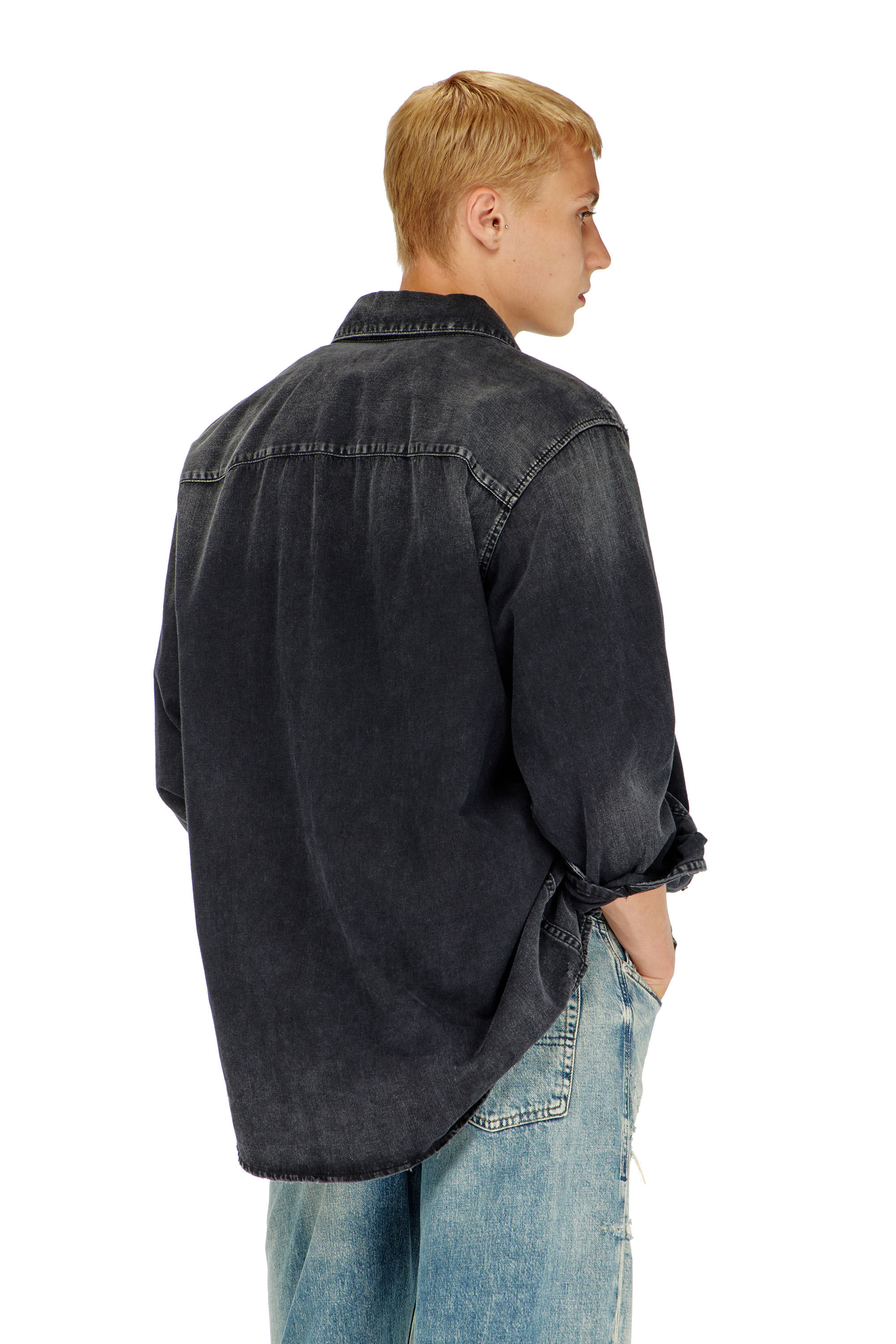Diesel - D-SIMPLY, Camisa de denim de manga larga Hombre in Negro - 4