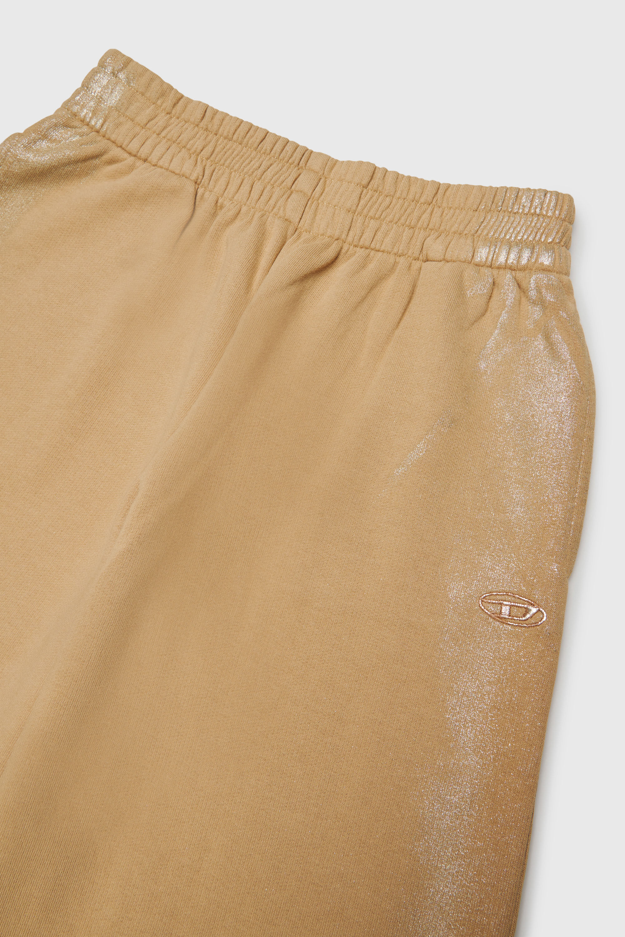 Diesel - PAELIC, Pantal&oacute;n sweatpants wide-leg con efecto met&aacute;lico Mujer in Marr&oacute;n - 3
