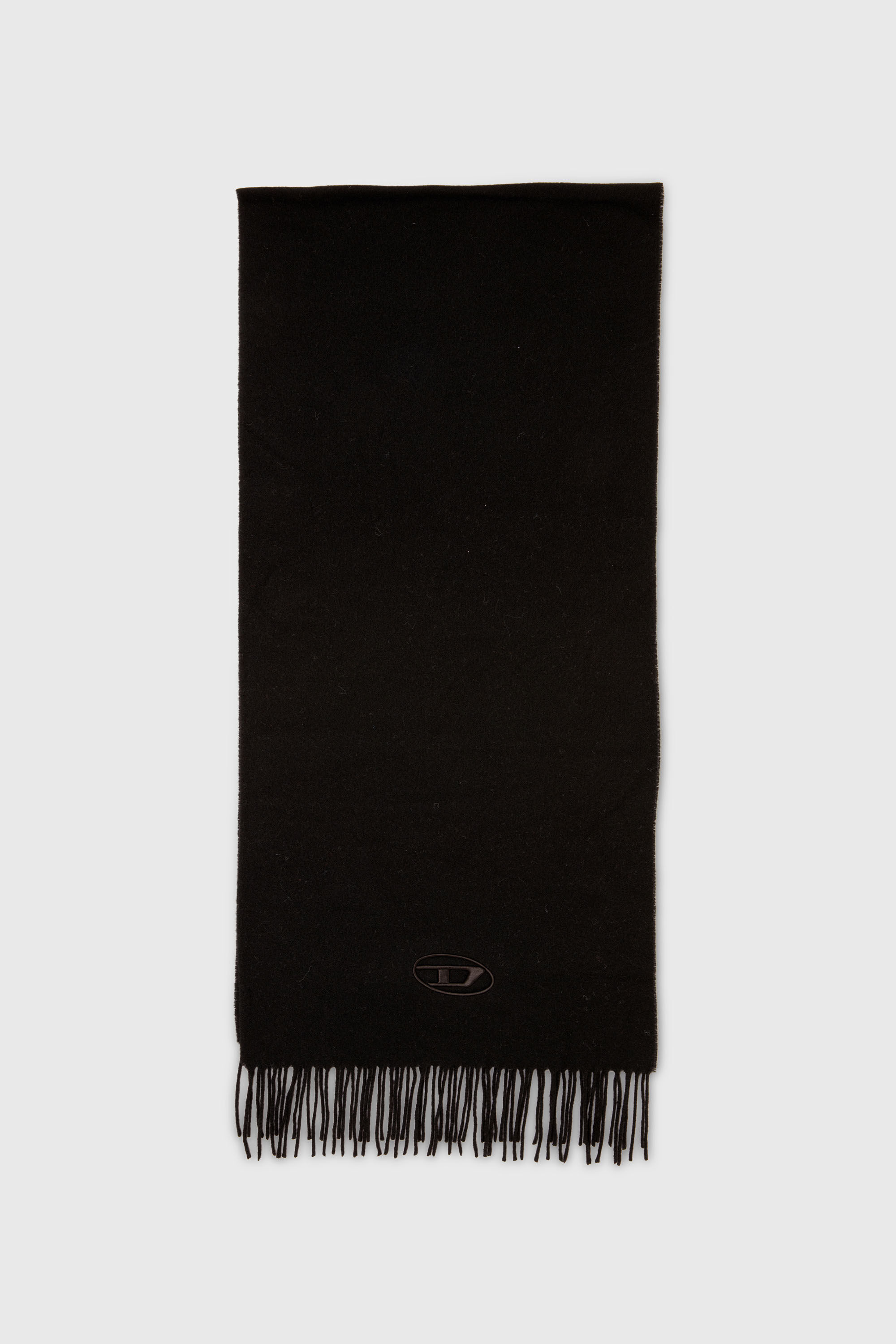 Diesel - S-IMON-D-LONG, Bufanda de mezcla de lana con bordes de flecos Unisex in Negro - 1