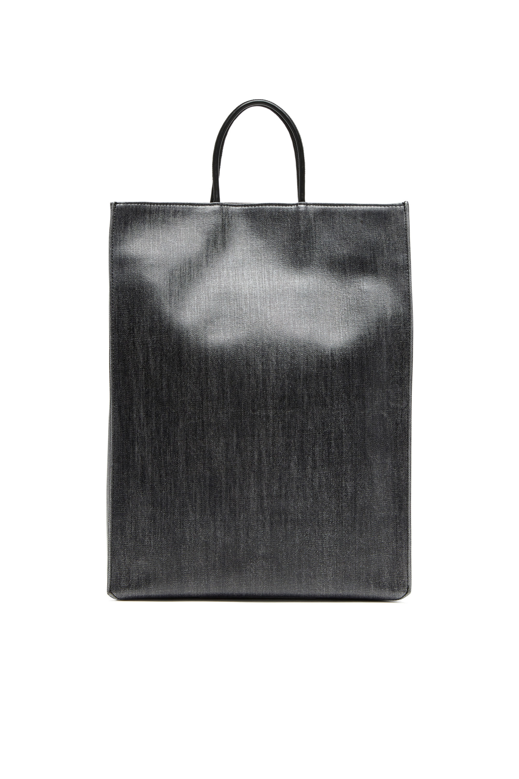 Diesel - DSL 3D SHOPPER L X, Dsl 3D L-Bolso tote grande de denim recubierto con efecto solarizado Hombre in Negro - 3
