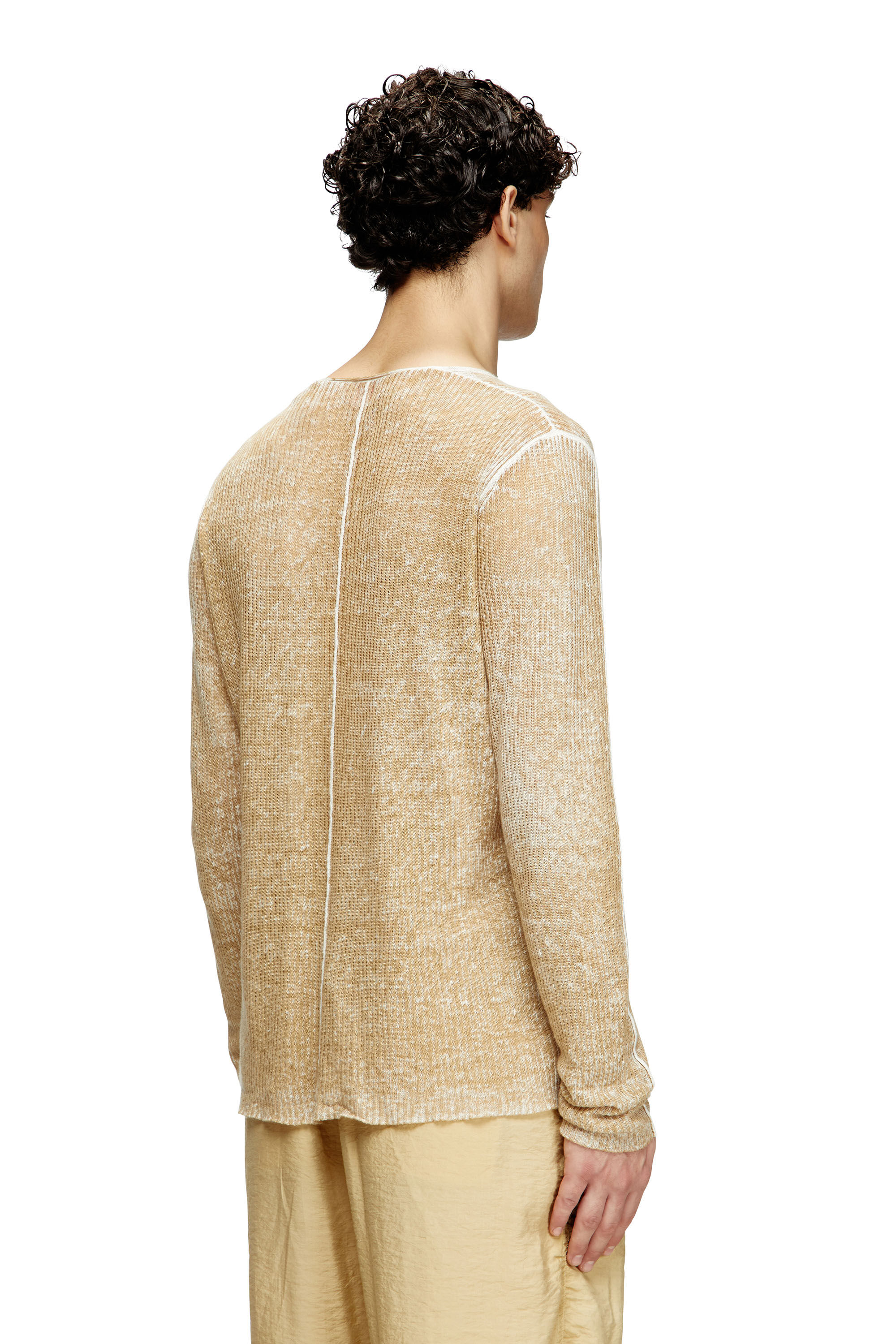Diesel - K-ROBBEL, Suéter con estampado interno y detalle de contraste Hombre in Beige - 4