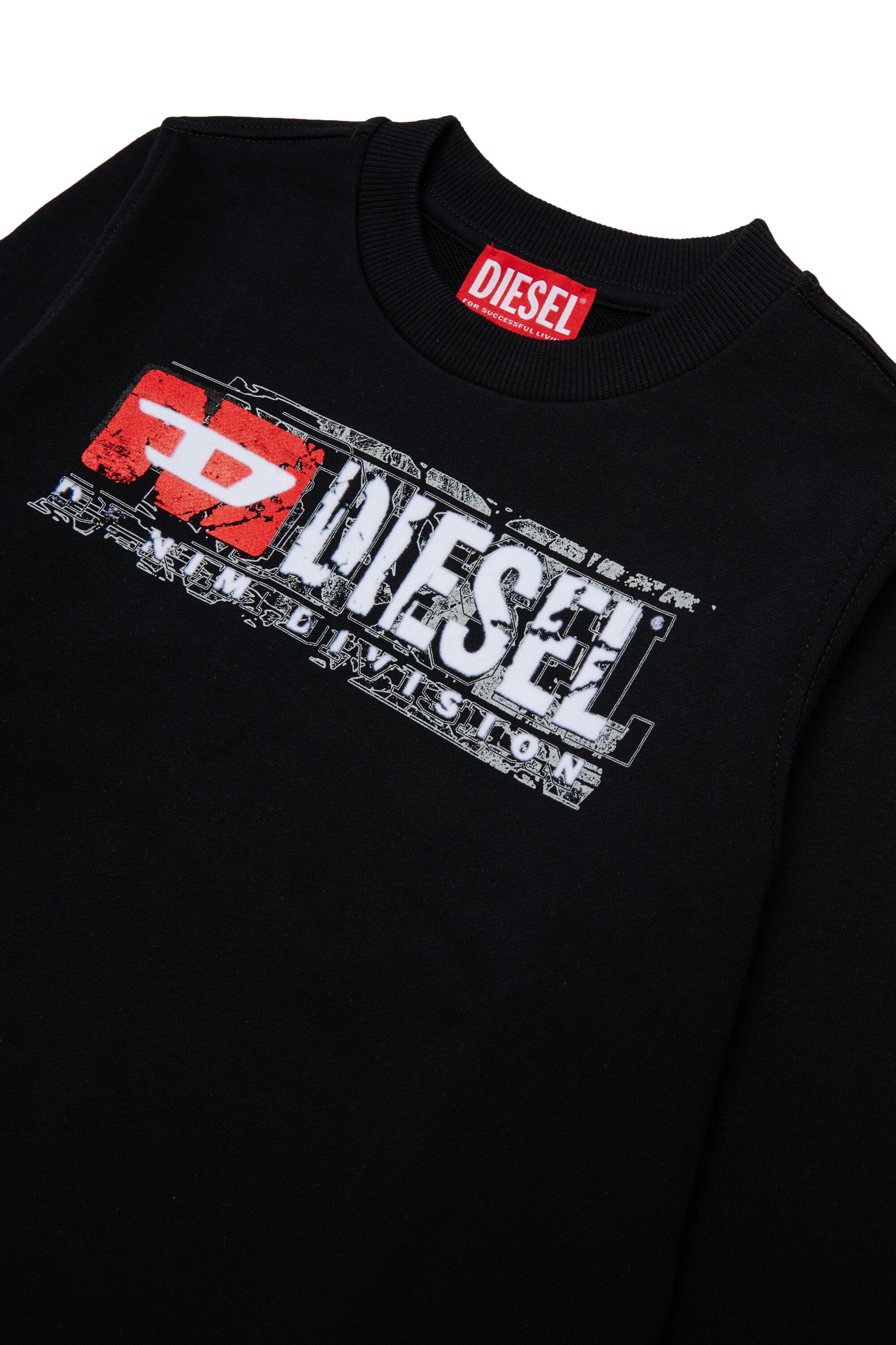 Diesel - SLOMIX, Sudadera con logo efecto desgastado Hombre in Negro - 3