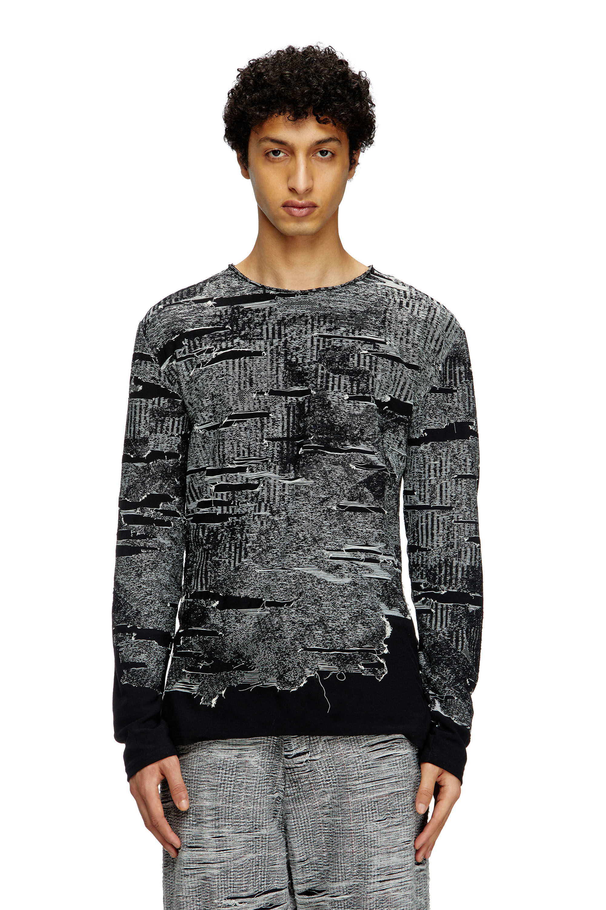 Diesel - K-CADMO, Suéter con desgaste estructurado Hombre in Negro - 3