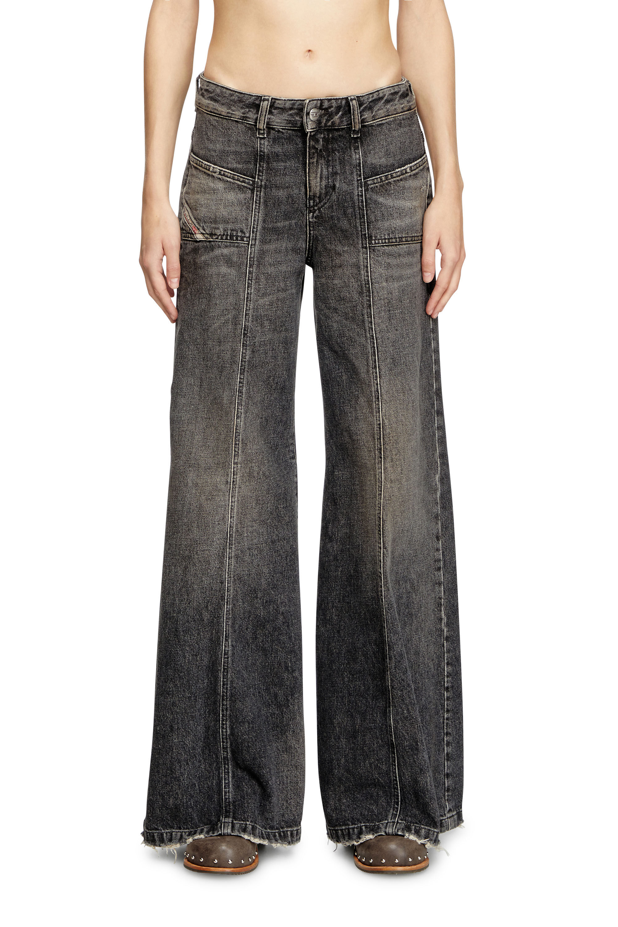Diesel - Flare Jeans D-Akii 007Z2 Mujer, Negro/Gris oscuro - 3