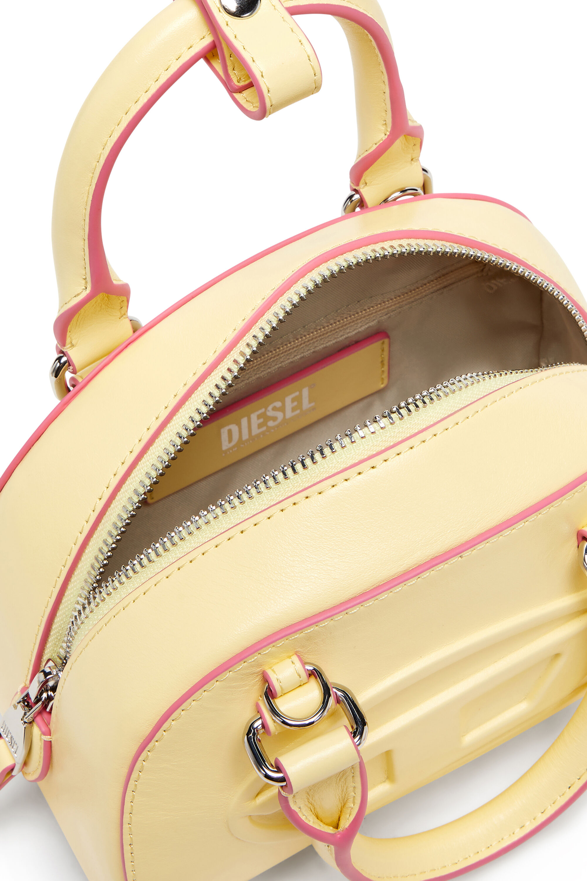 Diesel - 1DR DOME CROSSBODY, 1DR Dome - Bolso bowling mini de cuero Mujer in Amarillo - 3
