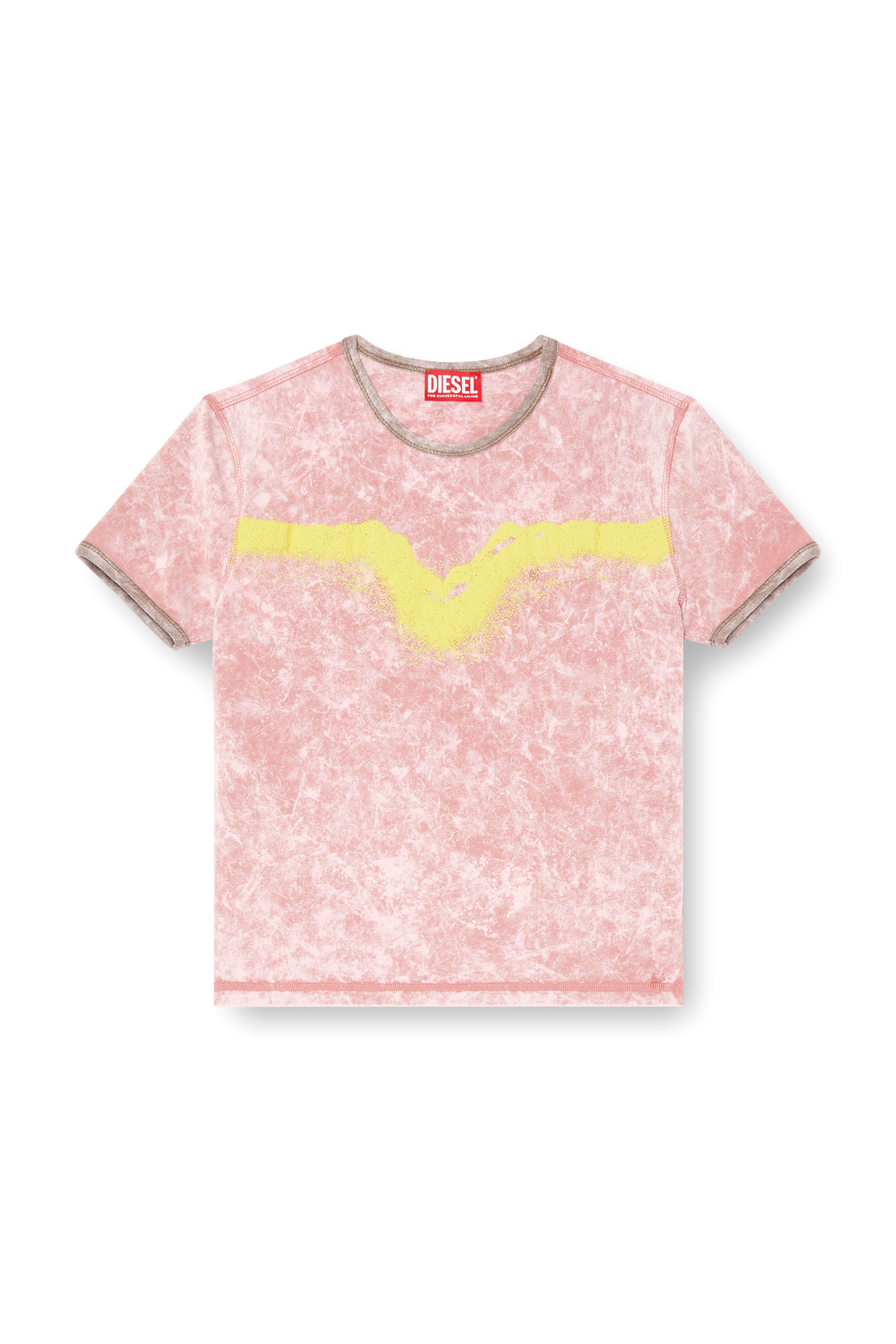 Diesel - T-UNCUTIE-LONG-Q3, Camiseta de fit entallado con estampado en relieve Oval D Mujer in Rosa - 2