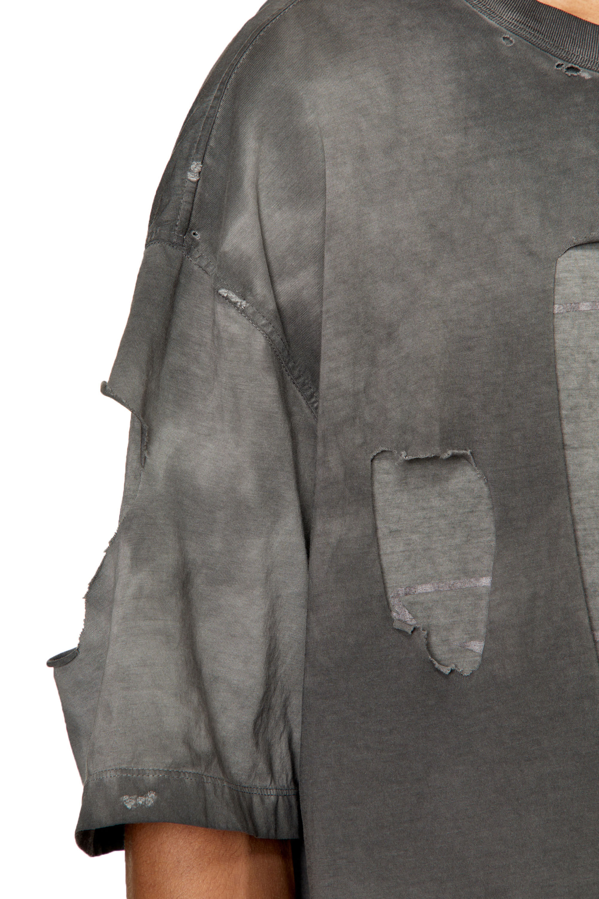 Diesel - T-ASHY, Camiseta de doble capa con logotipo oval D Hombre in Gris - 6