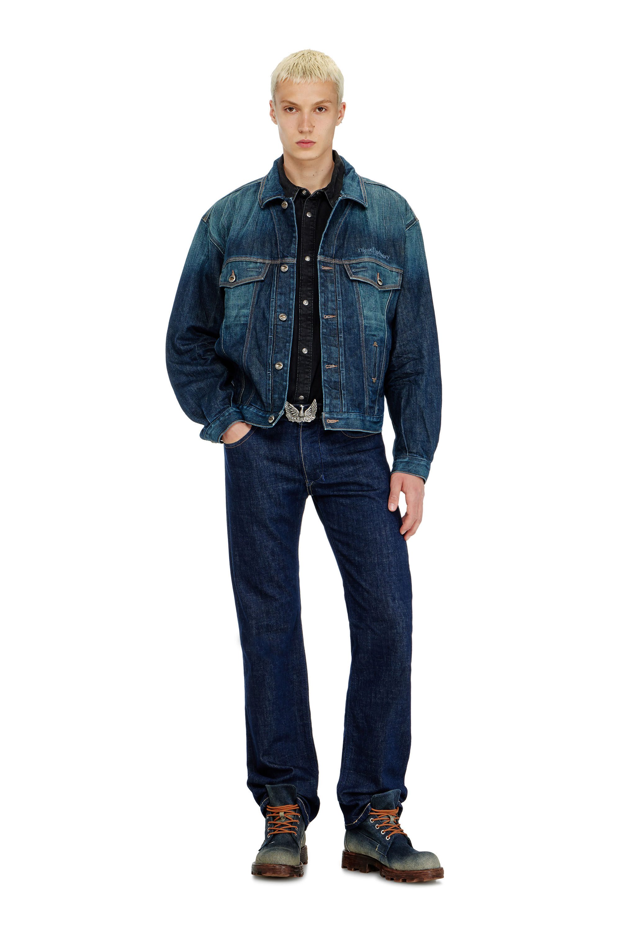 Diesel - D-DENVER-CL, Trucker jacket en denim selvedge Unisex in Azul marino - 1