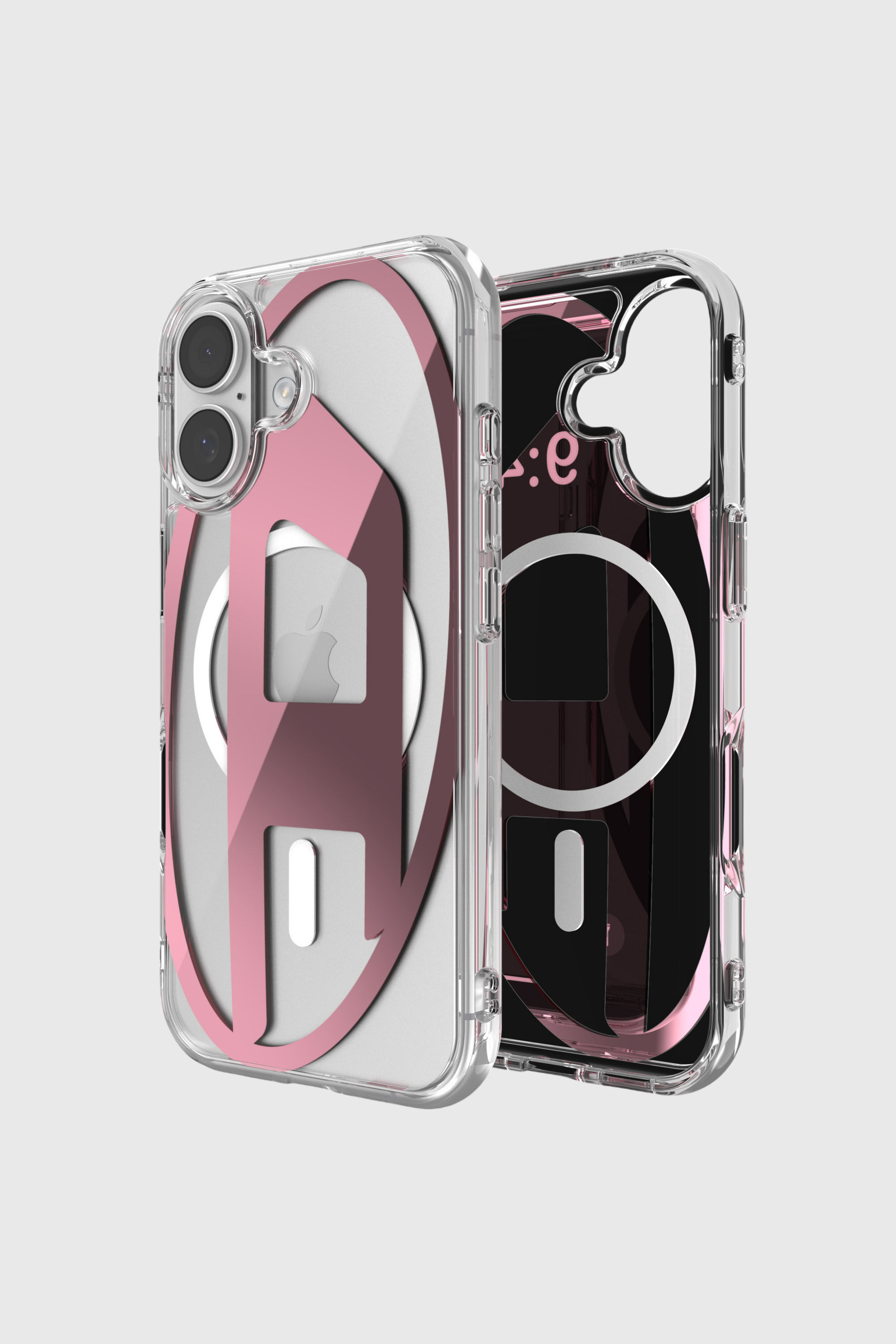 Diesel - 60419 AOP CASE, Funda met&aacute;lica Oval D con Magsafe para iPhone 17 Unisex in Rosa - 1