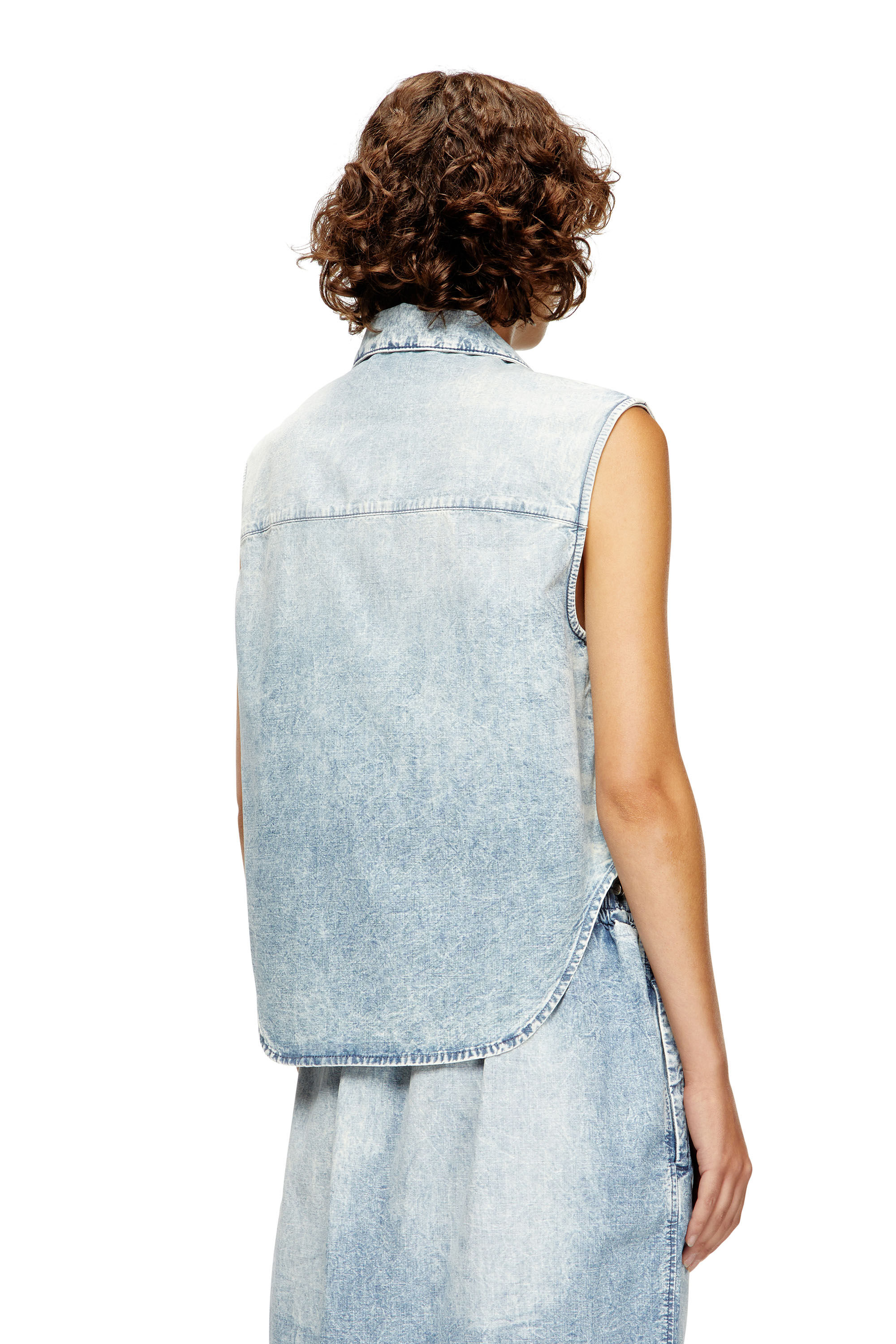 Diesel - DE-NABI-S, Top sin mangas en denim efecto mármol Mujer in Azul marino - 4