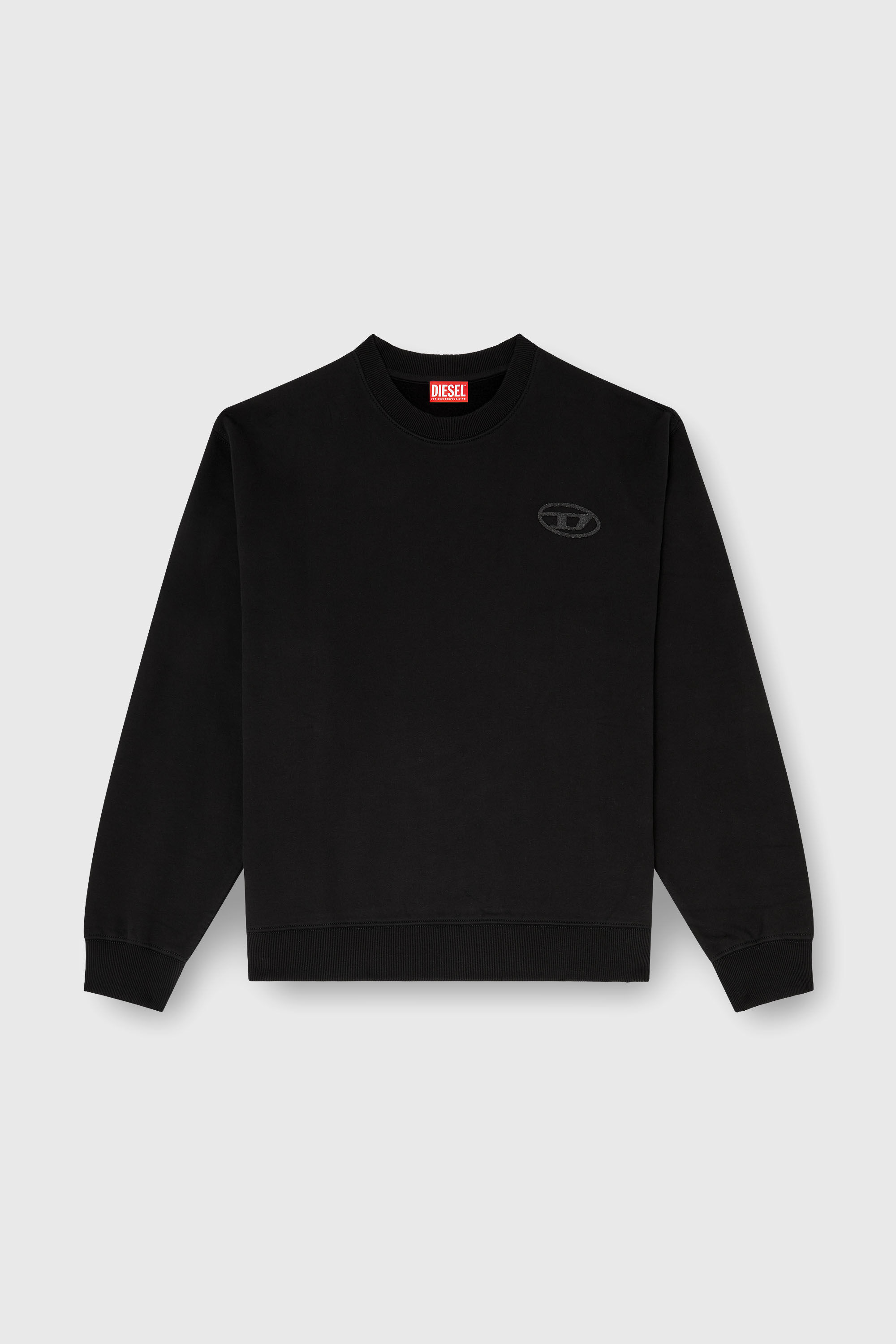 Diesel - S-LUK-R-T92, Jersey de algod&oacute;n con bordado del logotipo Oval D tono sobre tono Hombre in Negro - 2