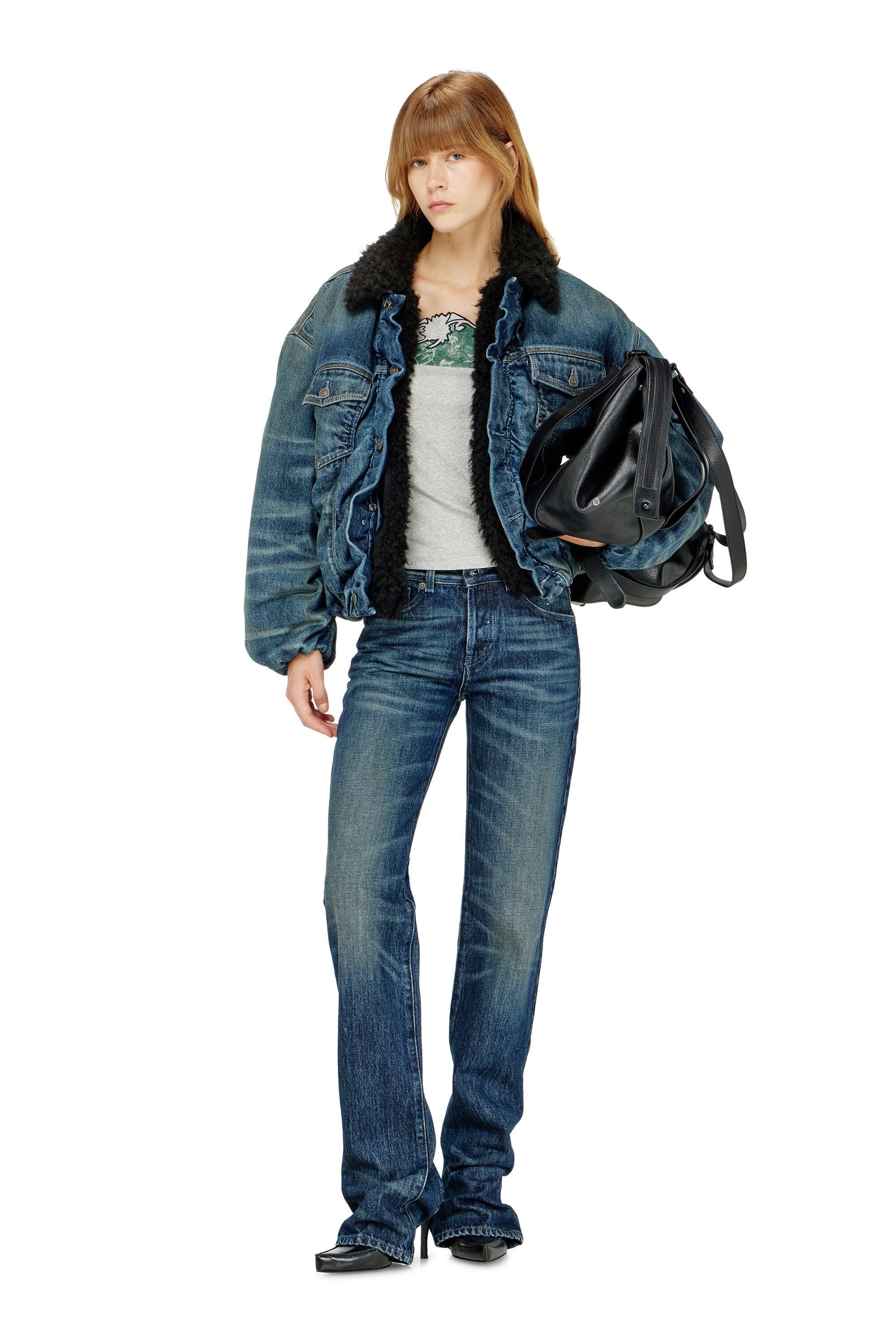 Diesel - T-EDNA, Camiseta de canal&eacute; con bordado floral en contorno Mujer in ToBeDefined - 1