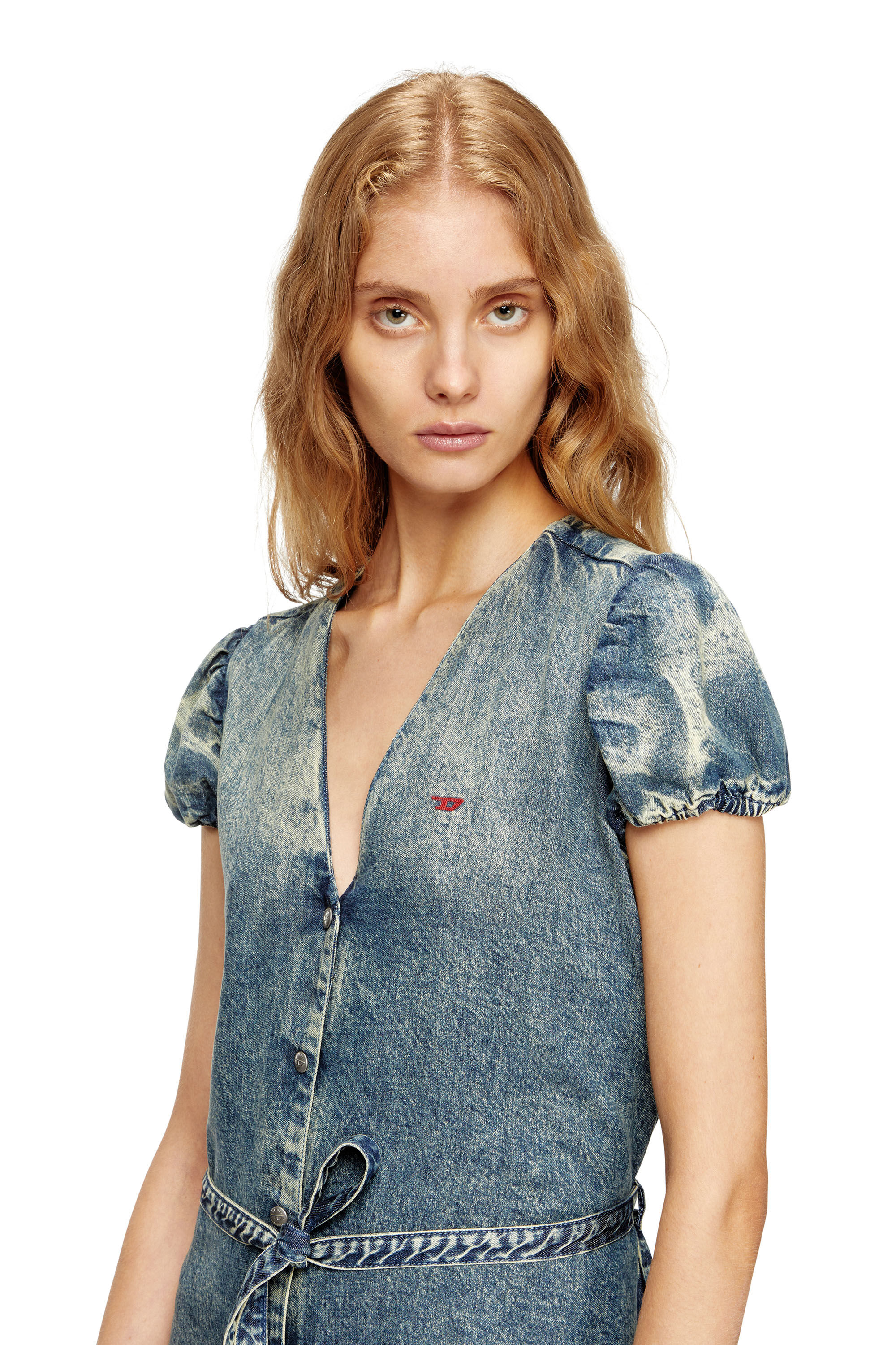 Diesel - DE-OLLISH-D, Vestido vaquero con cinturón en la cintura Mujer in Azul marino - 5