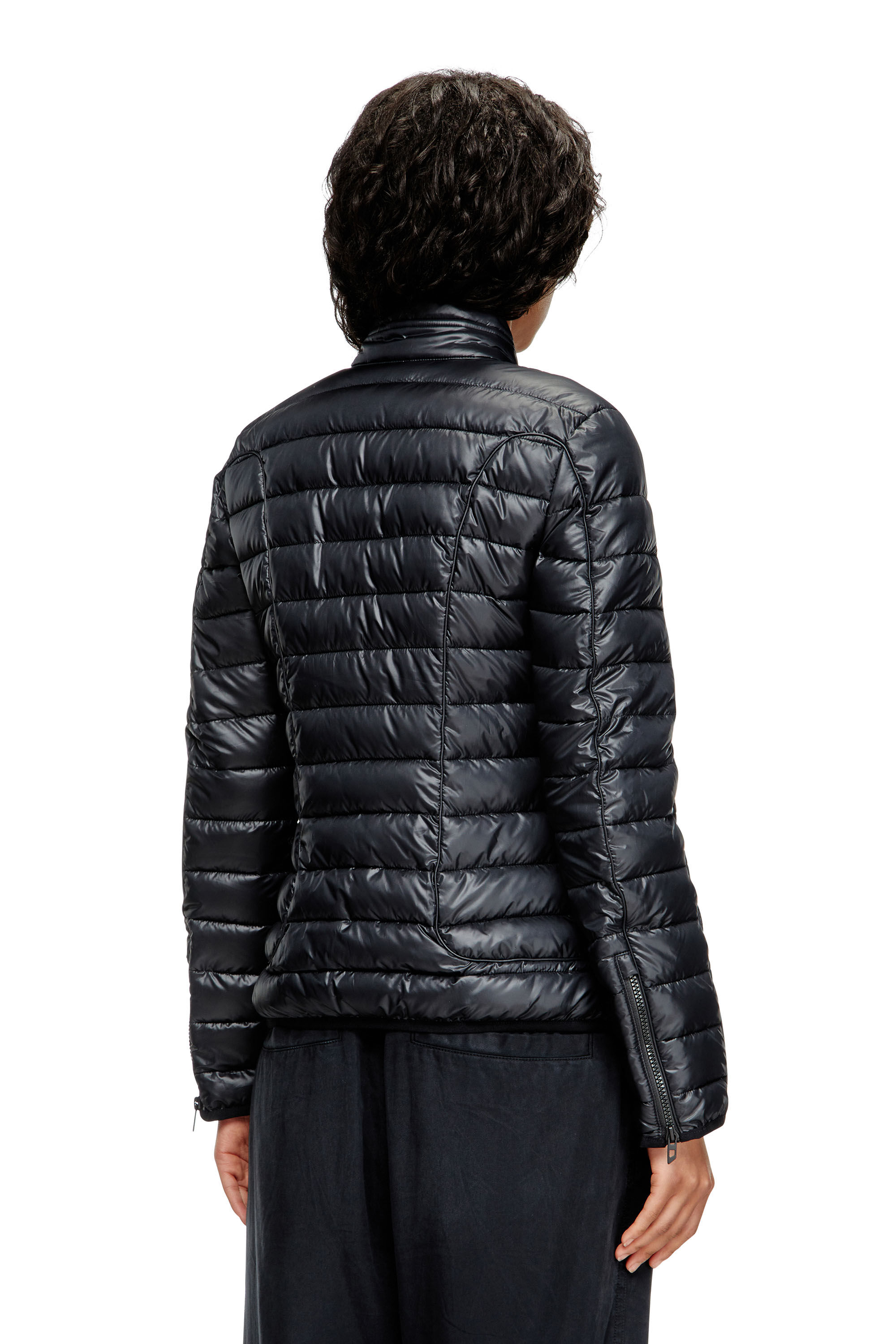 Diesel - W-PILOT-FEM, Chaqueta puffer con detalles biker Mujer in Negro - 4