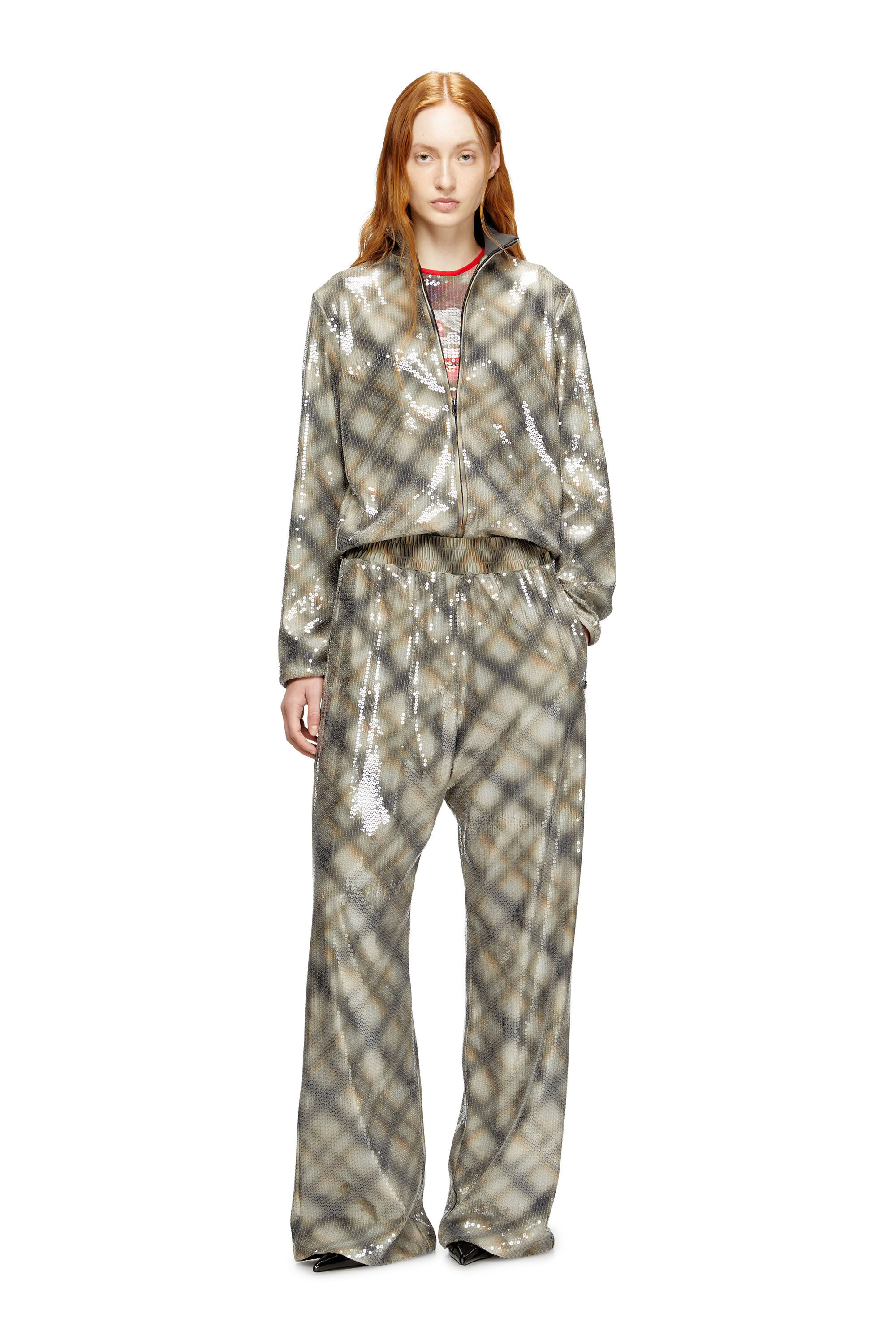 Diesel - F-EREQUINS, Jersey de lentejuelas con diseño de cuadros Mujer in Multicolor - 1