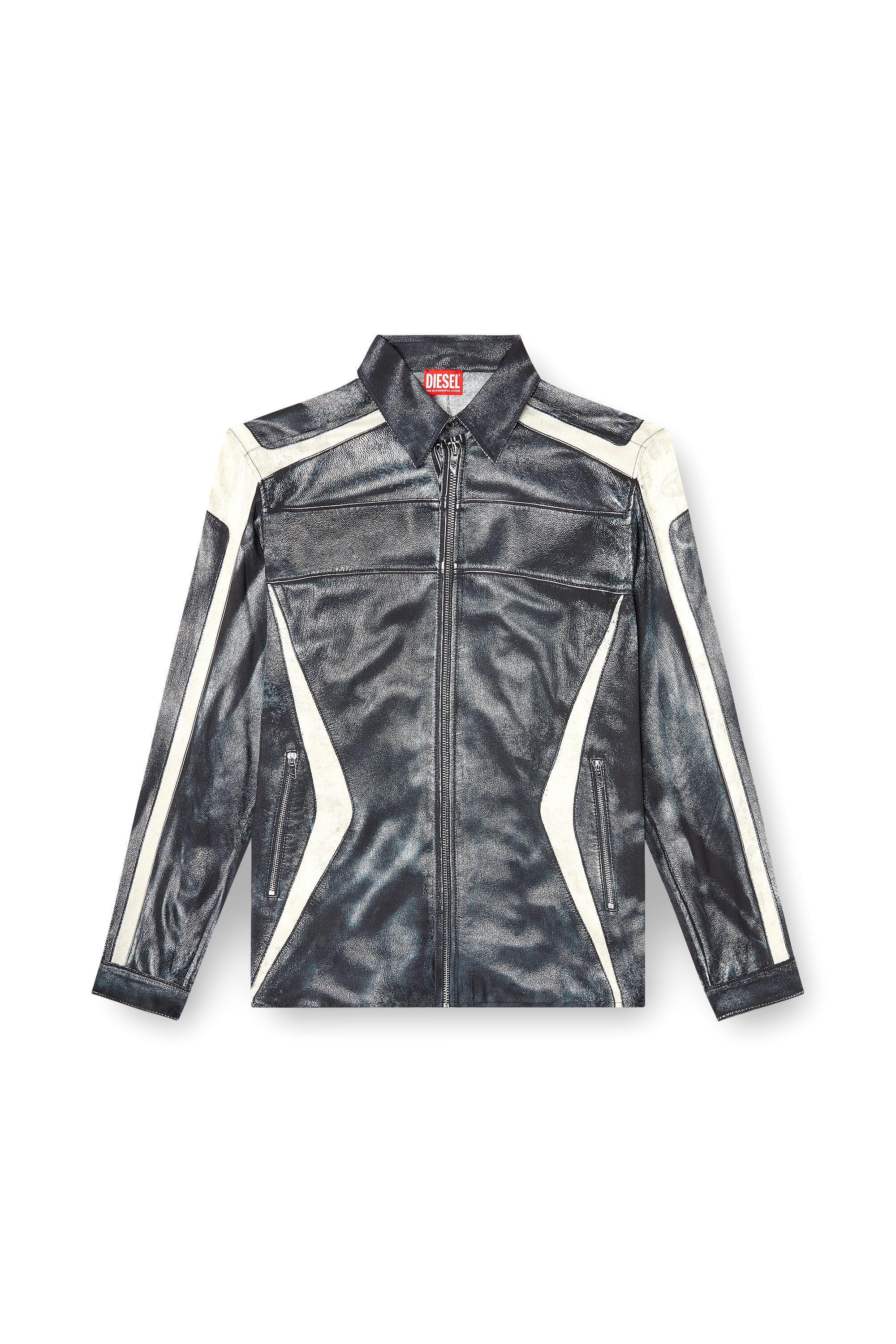 Diesel - S-SIMPLY-BMCZ, Camisa de viscosa estampada con cierre de cremallera frontal Hombre in ToBeDefined - 2