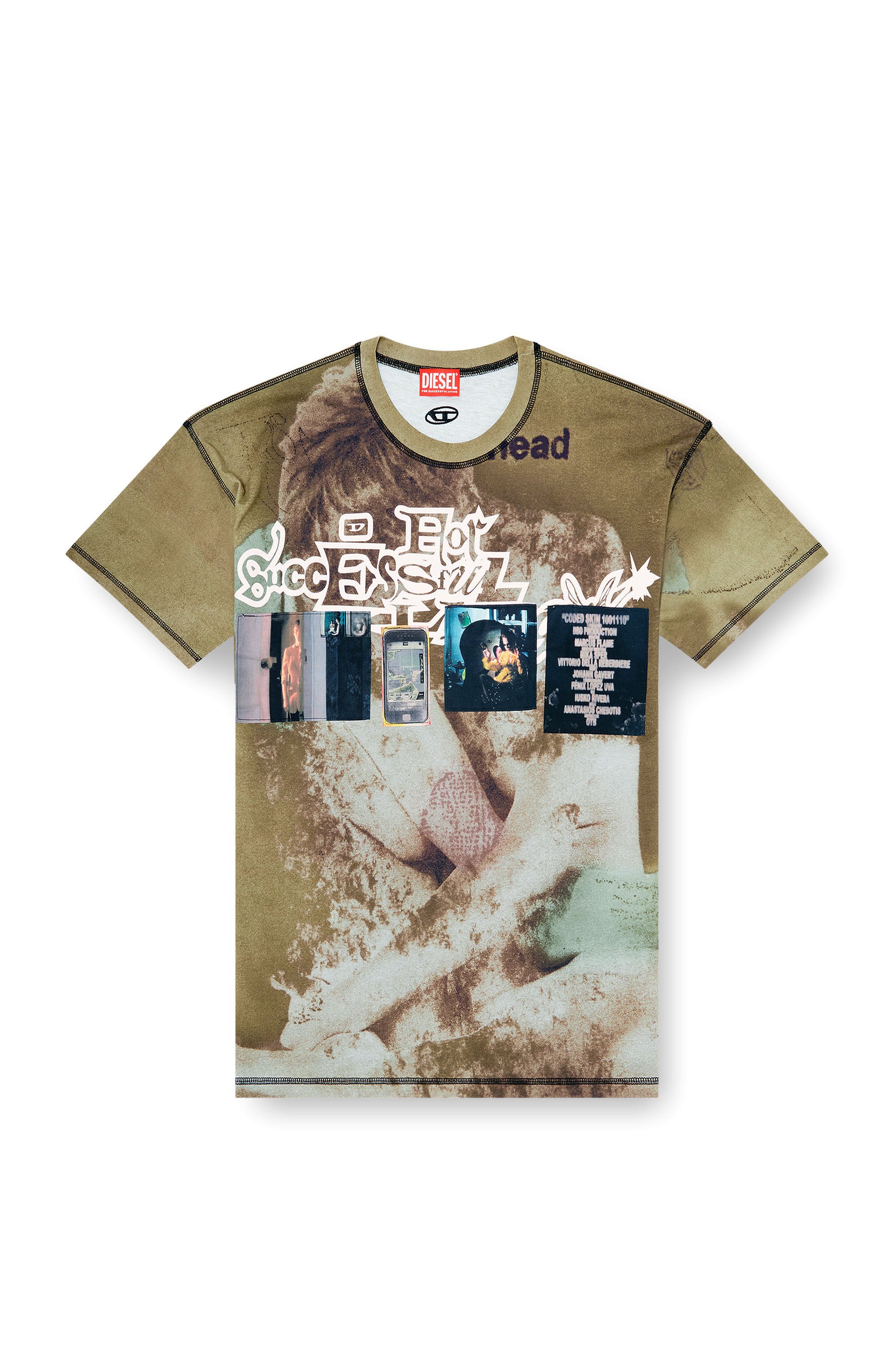 Diesel - T-BOXT-V5, Camiseta relax con estampados y parches por toda la prenda Hombre in Verde - 2