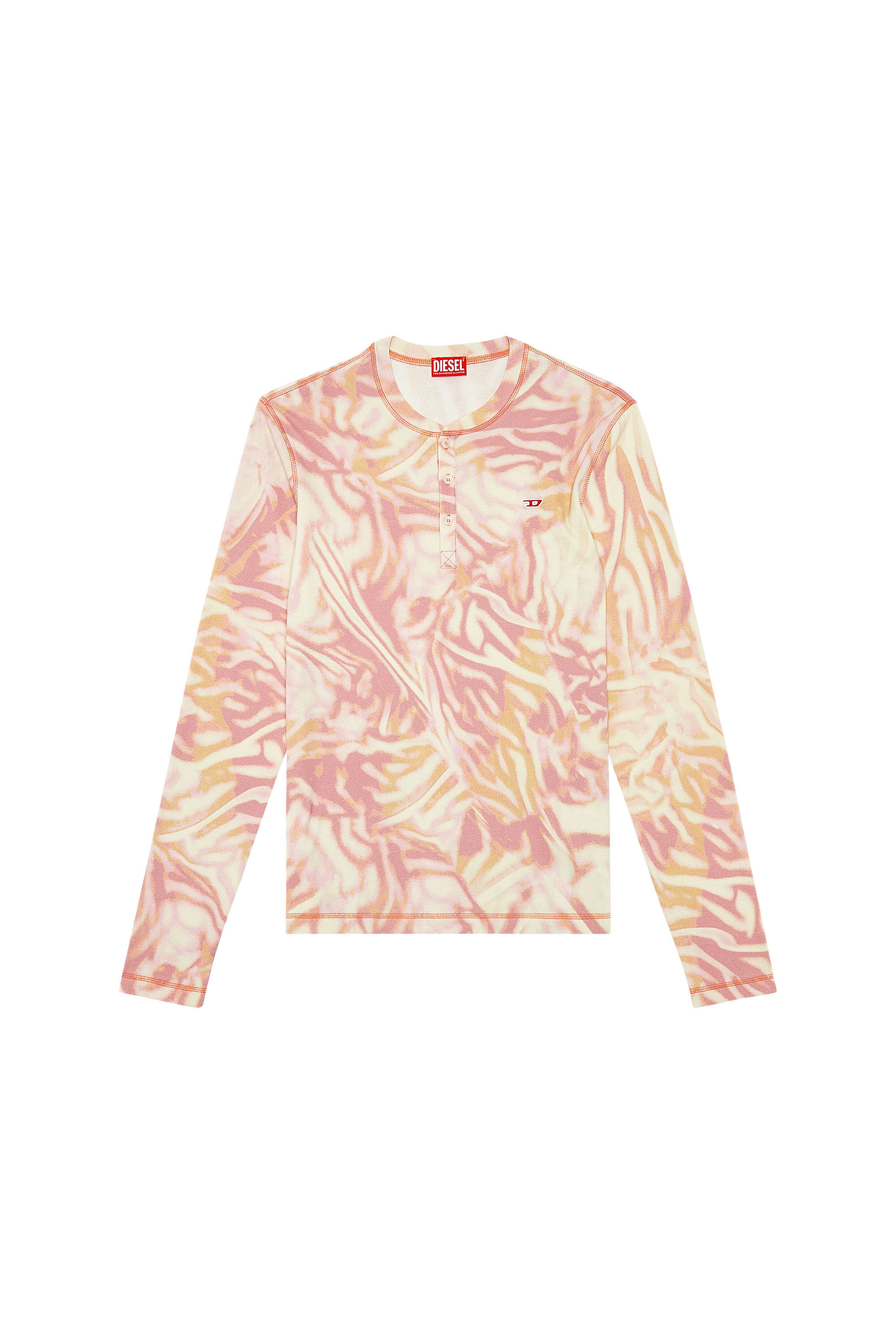 Diesel - T-SER, Top en canalé con estampado utility y de cebra Hombre in Rosa - 2