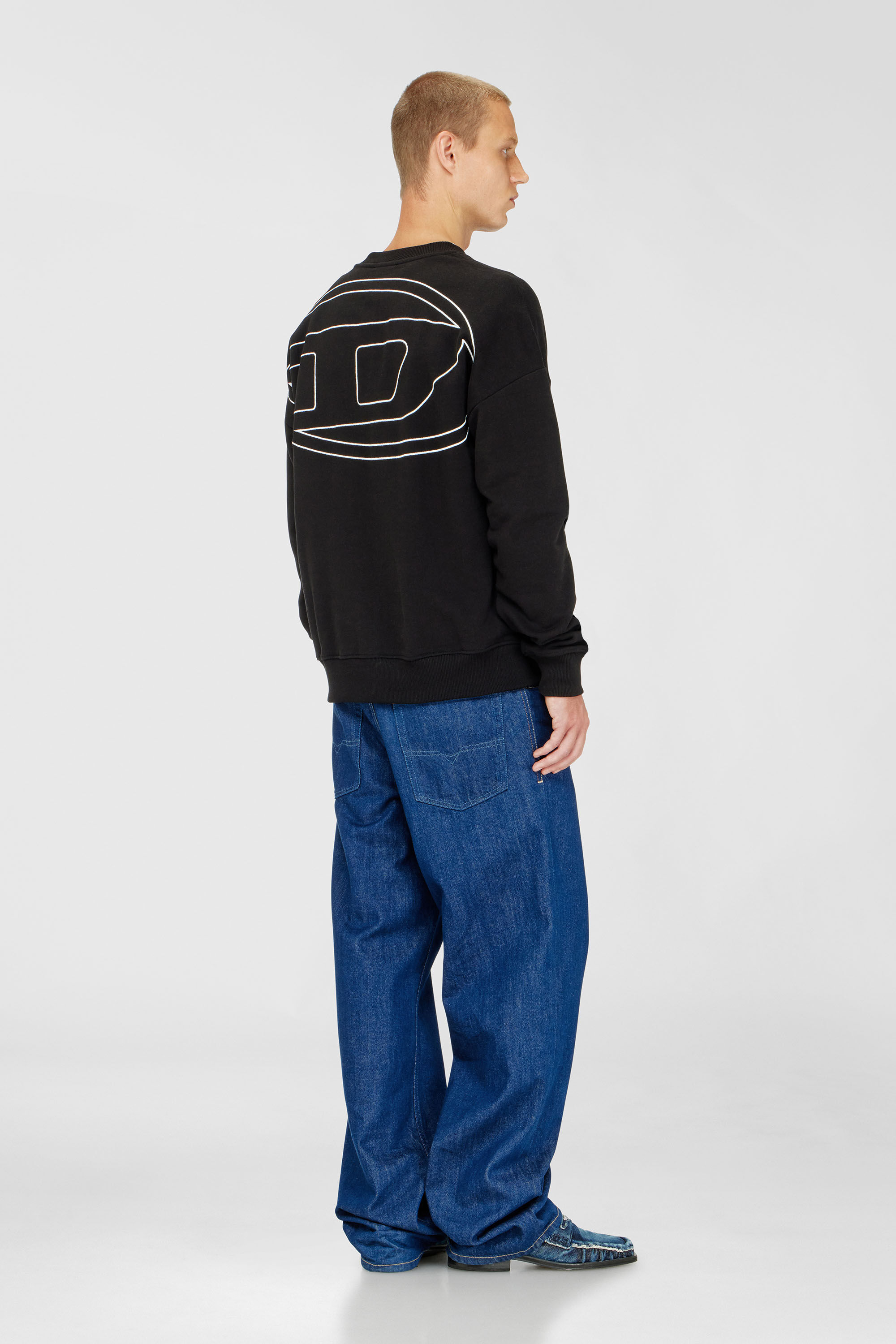 Diesel - S-ROB-MEGOVAL-D, Sudadera con logotipo bordado Hombre in Negro - 1