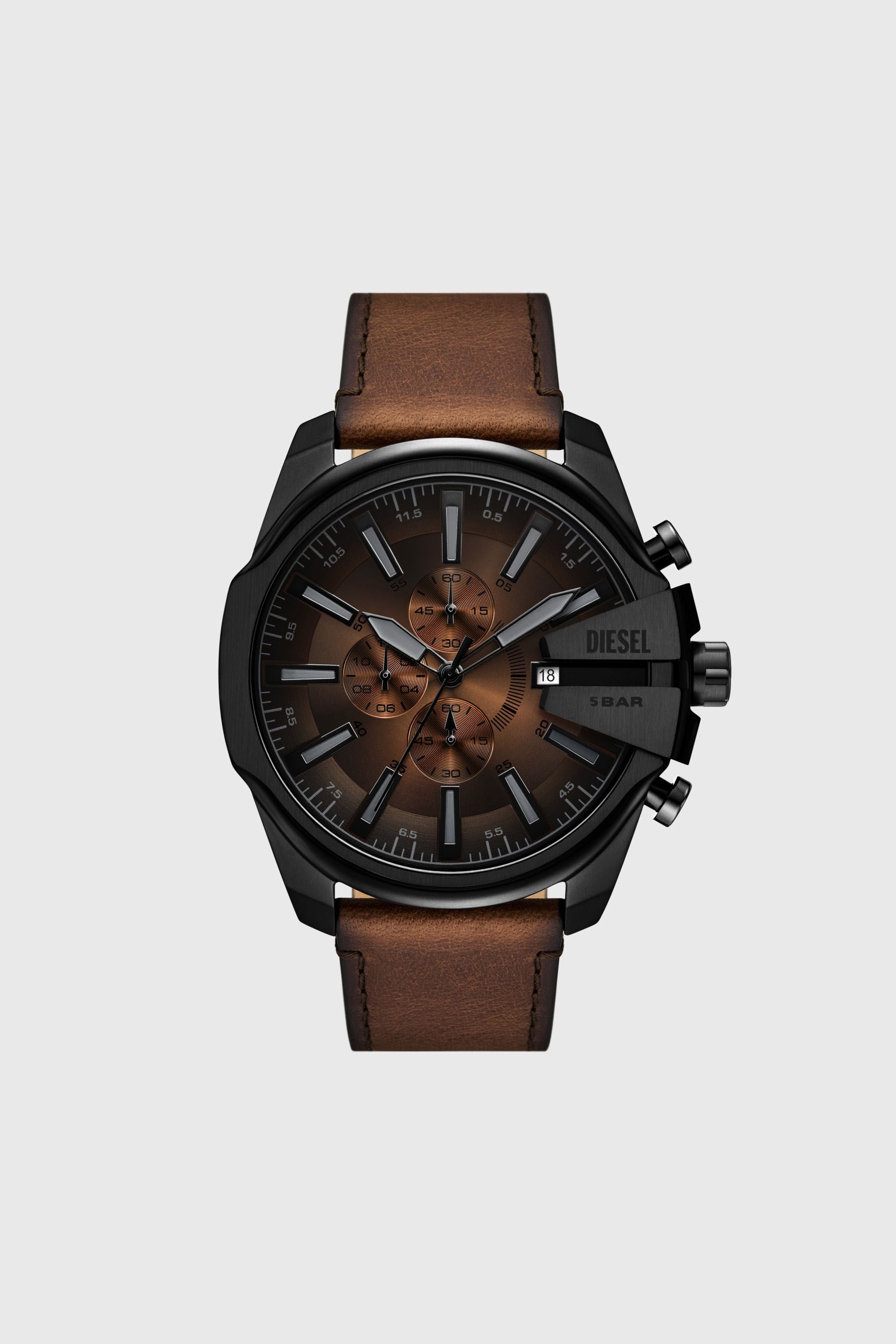 Diesel - DZ4692 WATCH, Reloj Mega Chief Slim de cuero marr&oacute;n Hombre in Marr&oacute;n - 1