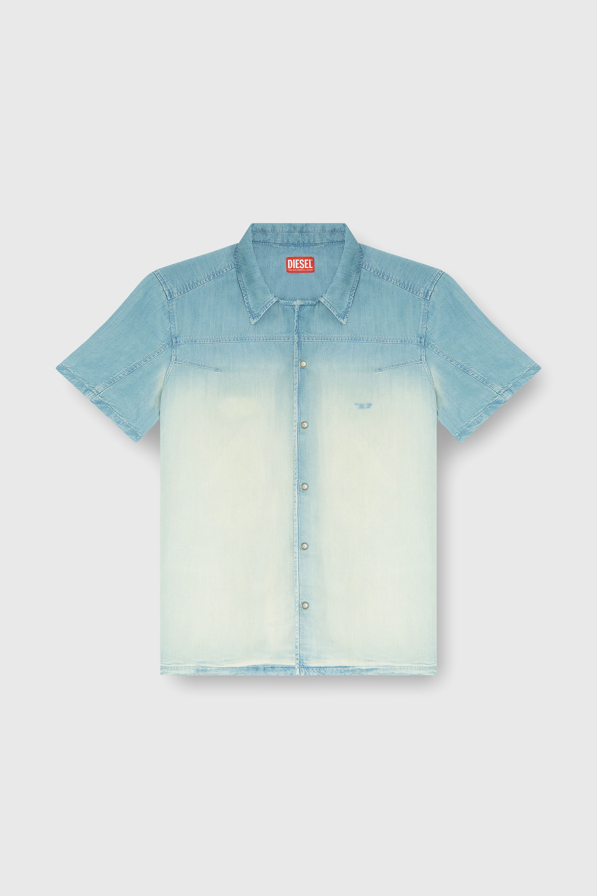 Diesel - D-CLARIVO-S, Camisa de manga corta en denim fluido con lavado oscuro Hombre in Azul marino - 2