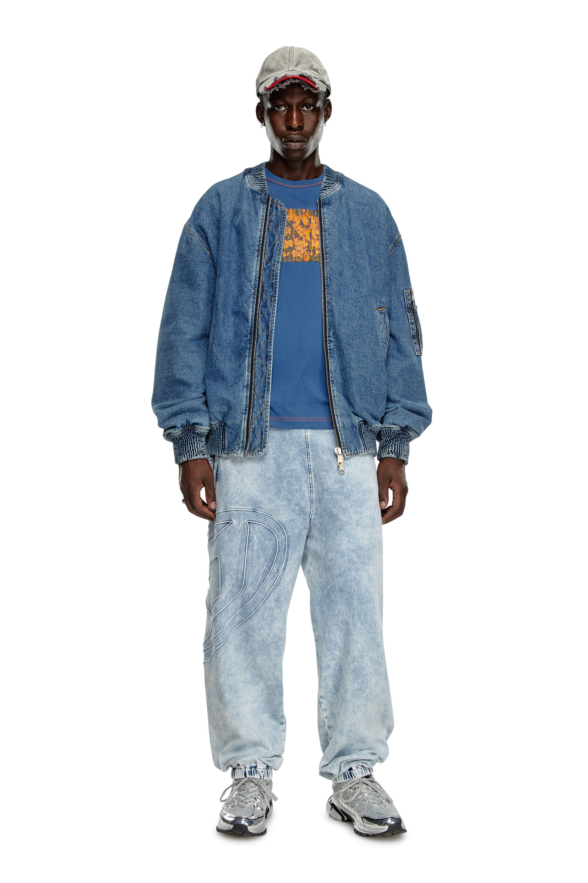 Diesel - T-ADJUST-Q1, Camiseta con parches gráficos Hombre in Azul marino - 1