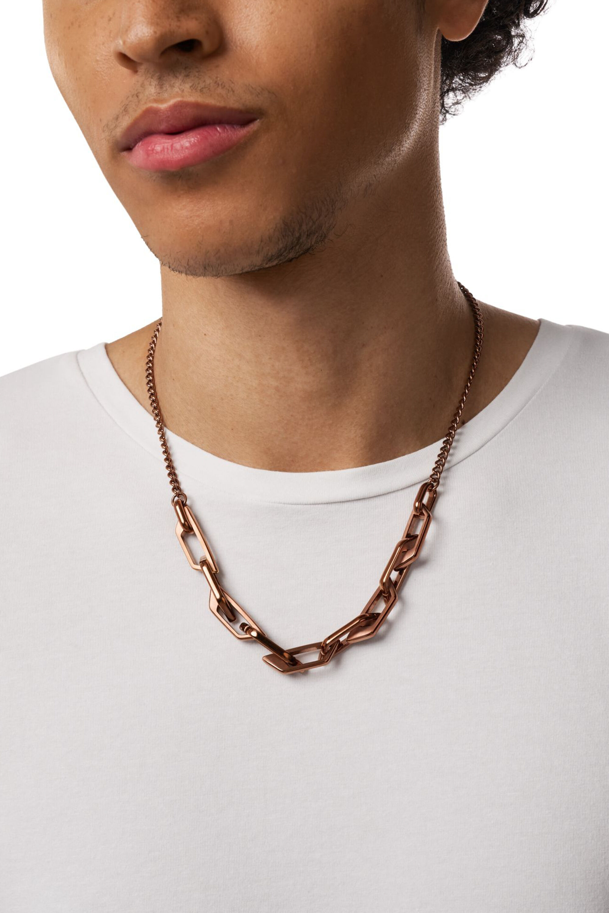 Diesel - DX1646200 JEWELLERY, Collar de cadena de acero inoxidable Unisex in Marrón - 4