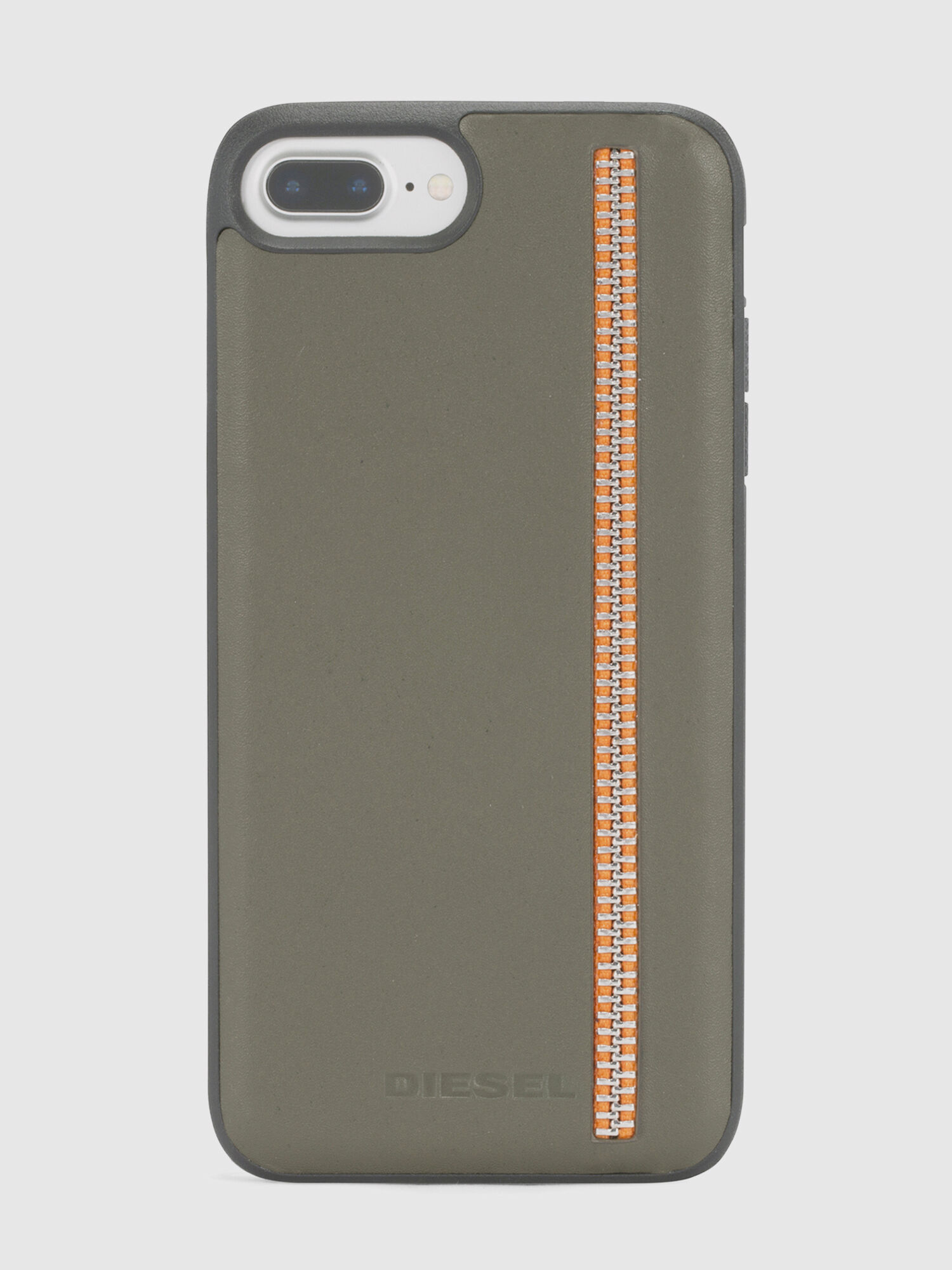 Diesel - ZIP OLIVE LEATHER IPHONE 8 PLUS/7 PLUS/6s PLUS/6 PLUS CASE, Funda en piel verde oliva con cremallera para iPhone 8 Plus/7 Plus/6s Plus/6 Plus Unisex in Verde - 2