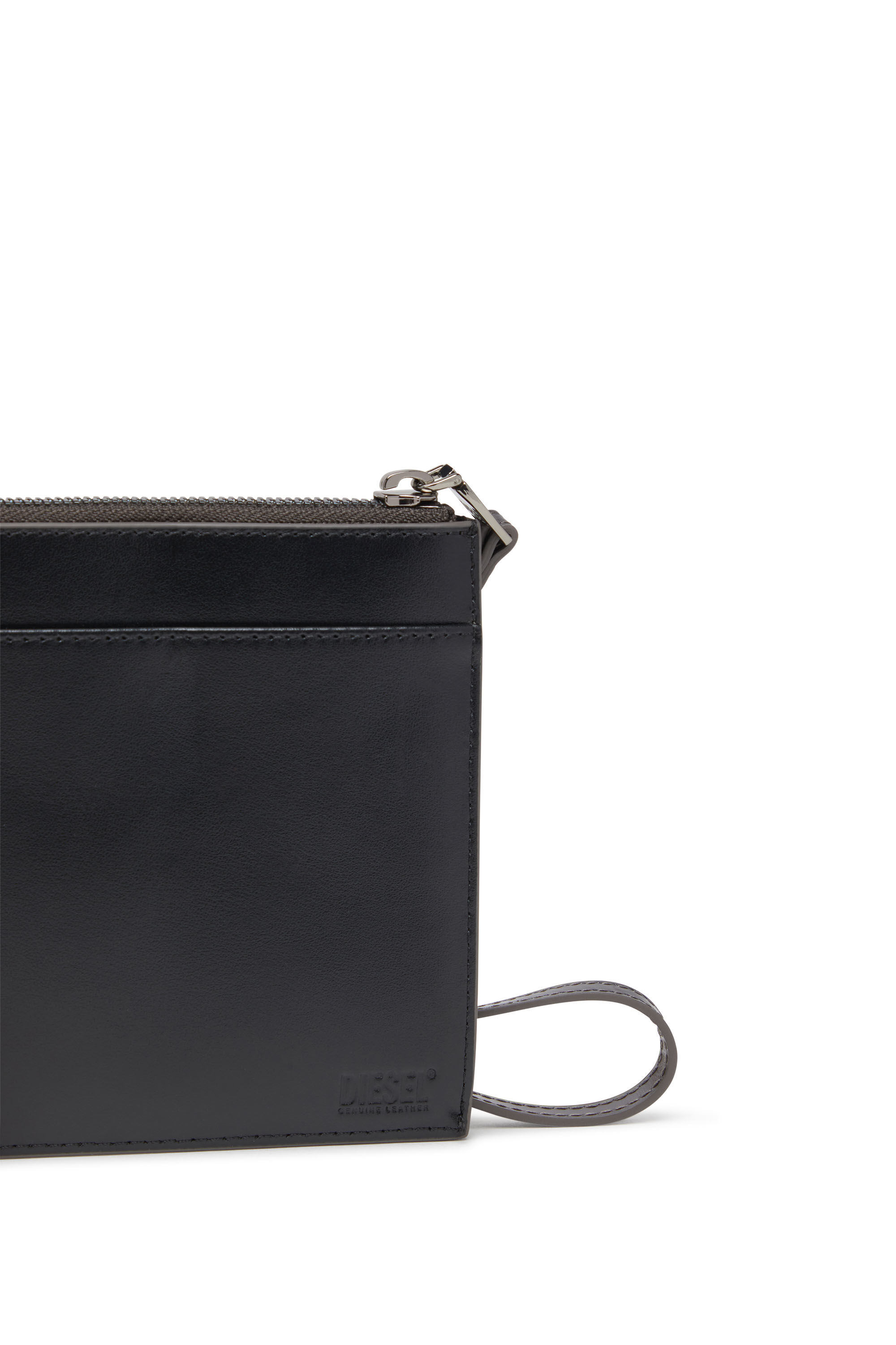 Diesel - 1DR POUCH III, Bolso de mano con cremallera de cuero espejado Unisex in Gris - 5
