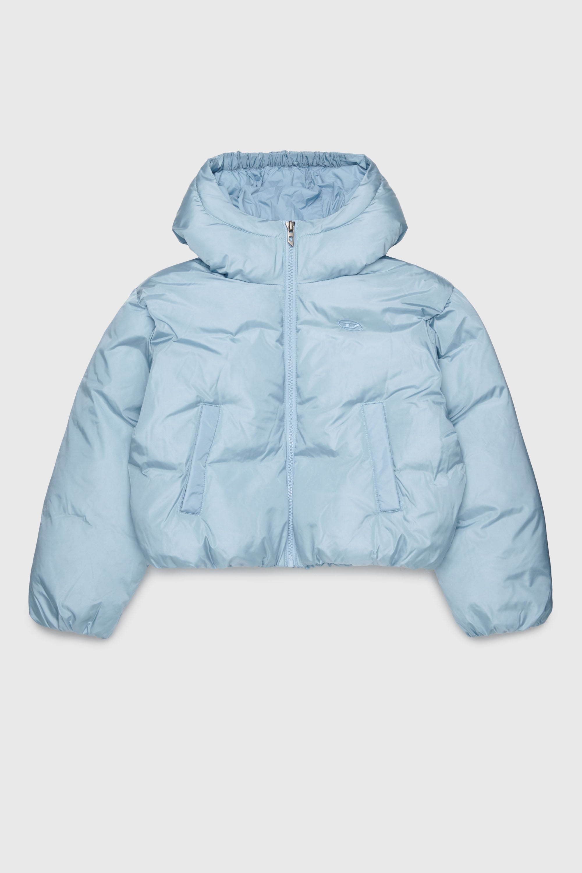 Diesel - JELKYM, Woman's Hooded puffer jacket in Light Blue - 1