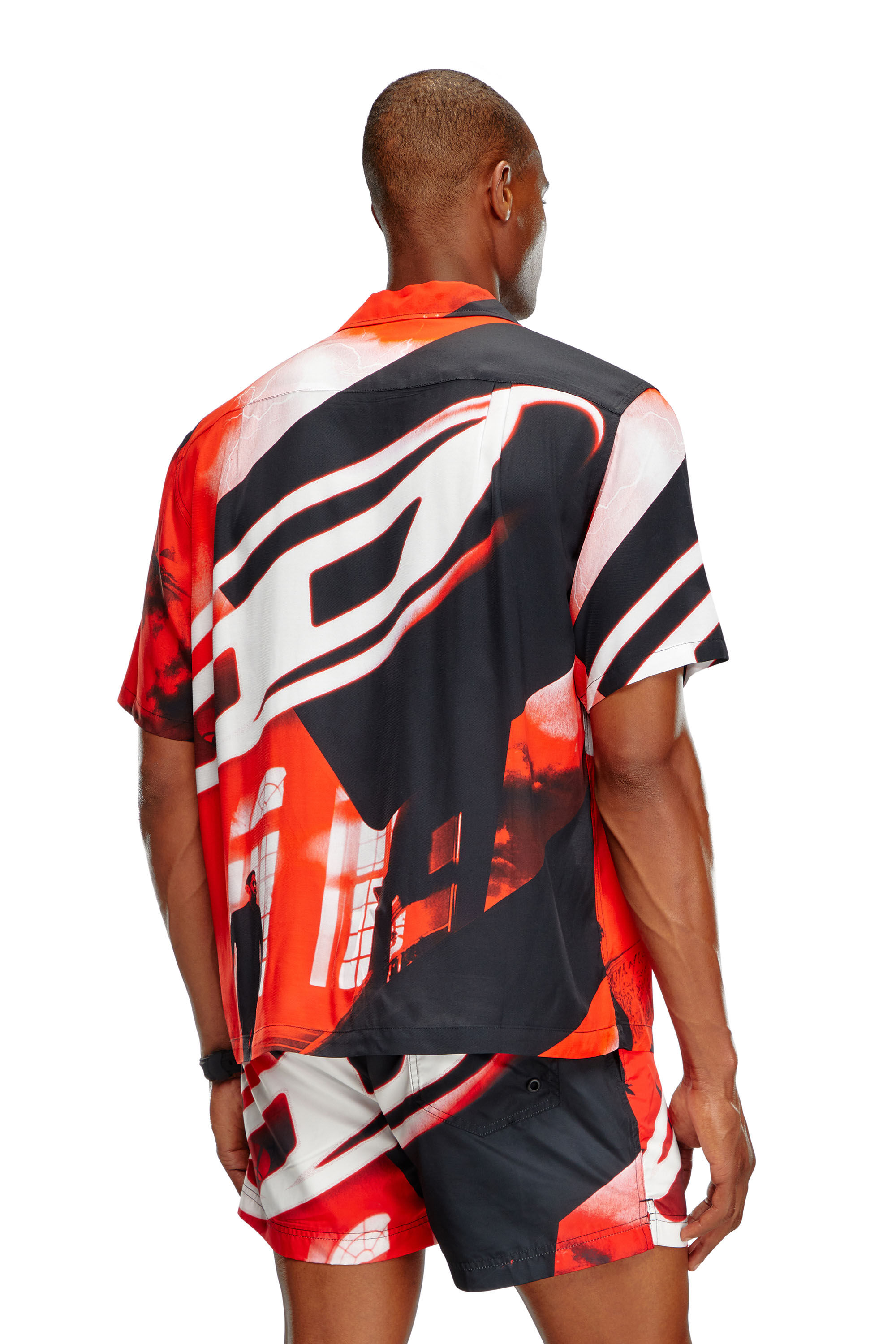 Diesel - BMOWT-ADRIAN, Camisa de playa con estampado de p&oacute;ster Oval D Hombre in Multicolor - 3