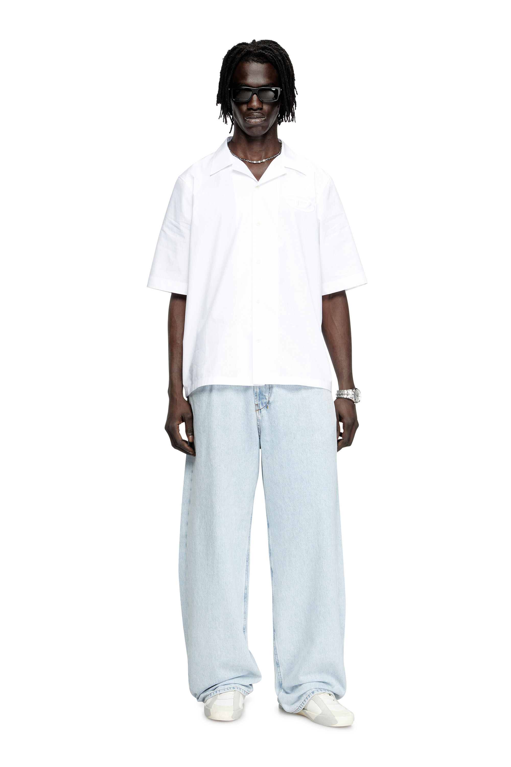 Diesel - S-MAC-PCAL, Camisa de bolos con Oval D Hombre in Blanco - 1