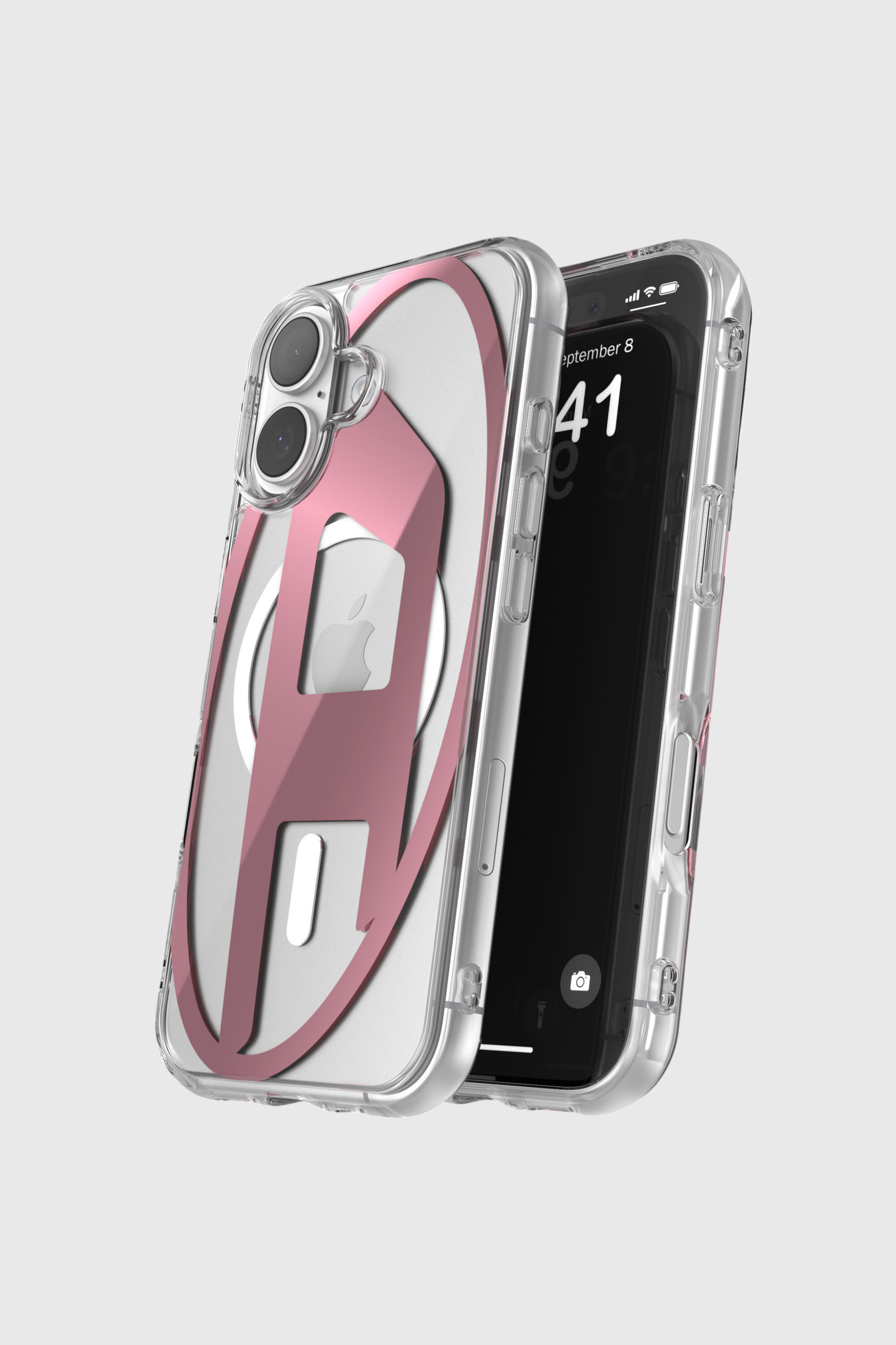 Diesel - 60419 AOP CASE, Funda met&aacute;lica Oval D con Magsafe para iPhone 17 Unisex in Rosa - 4