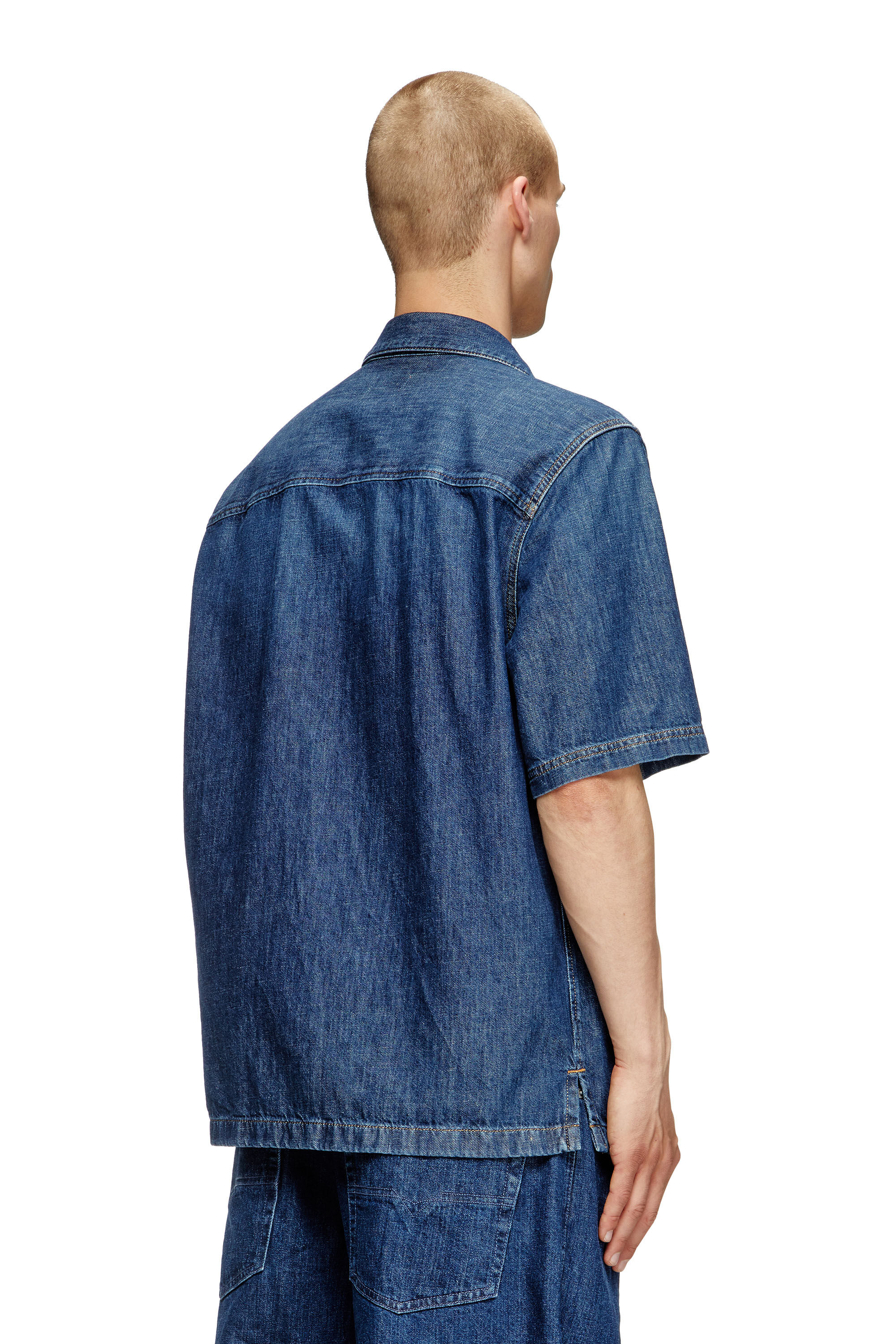 Diesel - D-PAROSHORT, Camisa de bolos en denim Hombre in Azul marino - 4