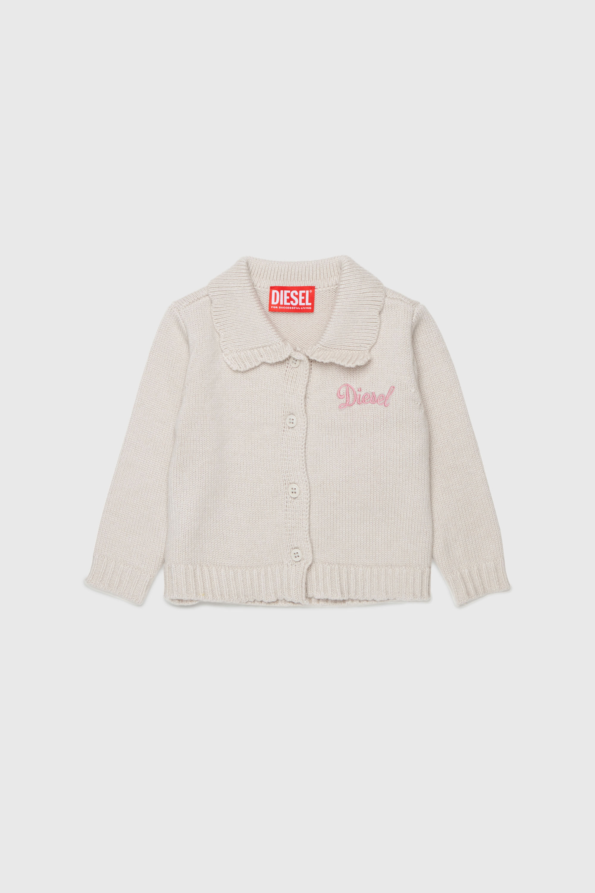Diesel - KSCALOB, C&aacute;rdigan enriquecido con cashmere y cuello festoneado Mujer in Blanco - 1