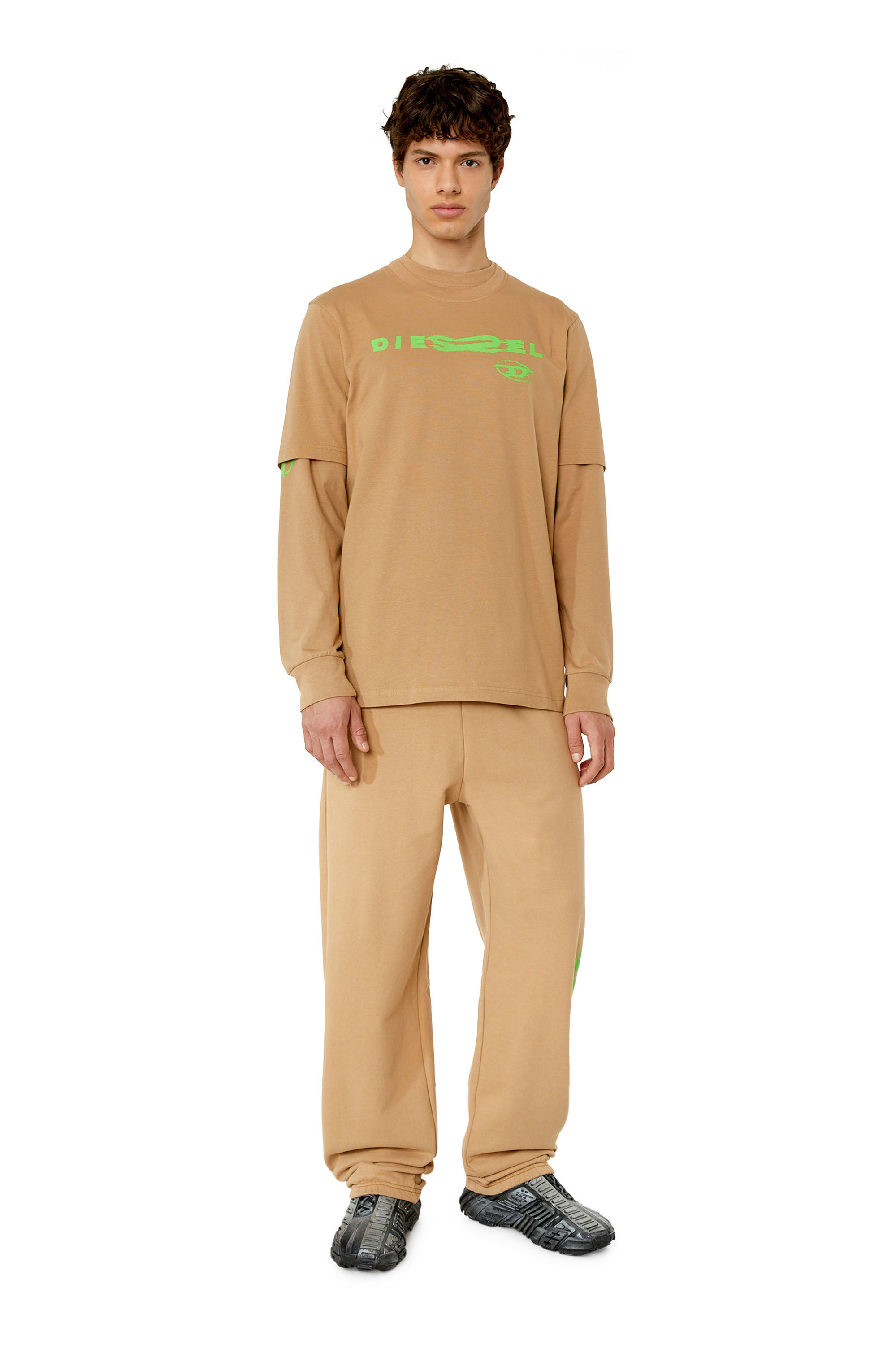 Diesel - T-JUST-G9, Camiseta con estampado del logotipo distorsionado Hombre in Beige - 1