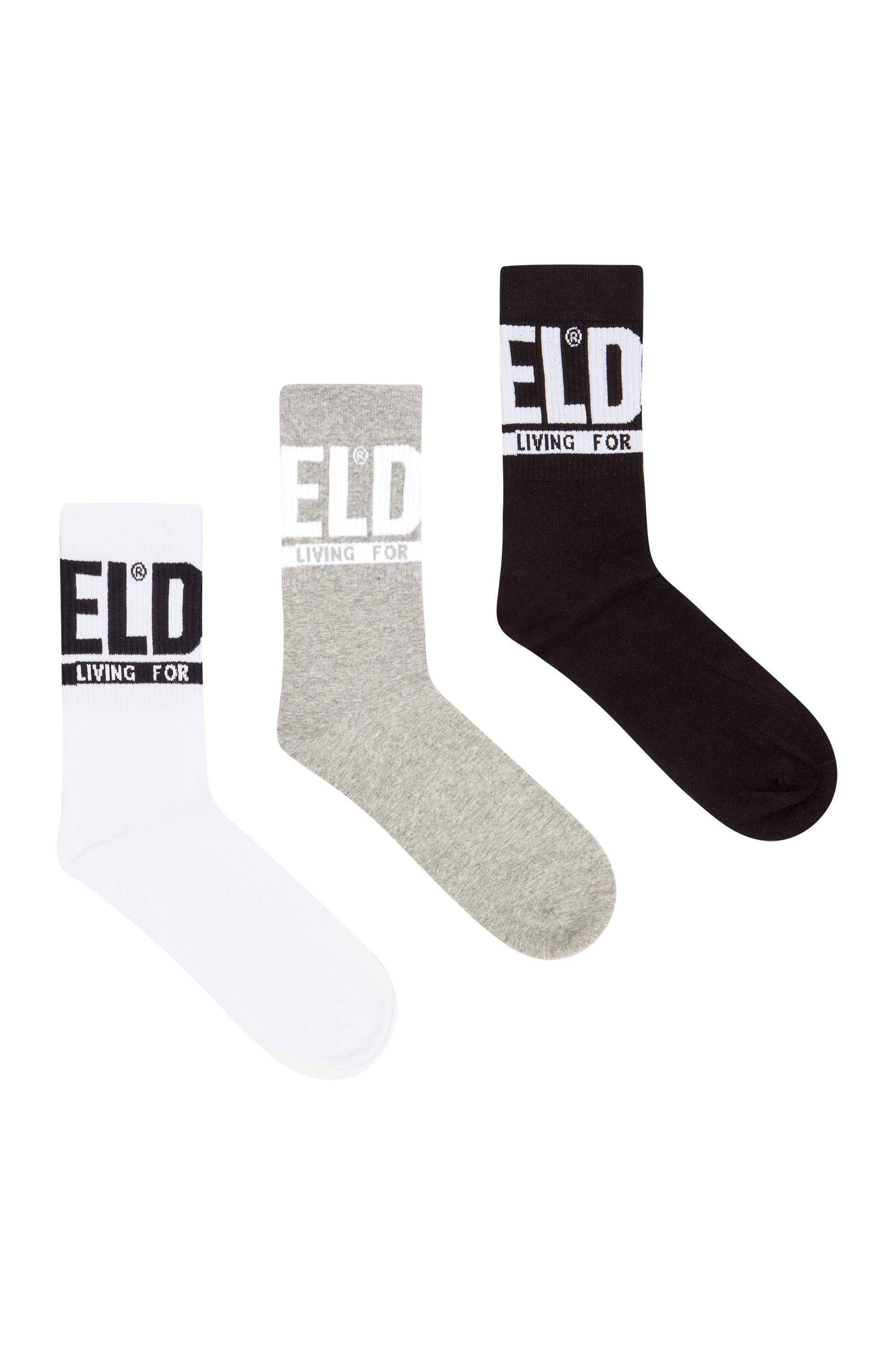 Diesel - SKM-RAY-THREEPACK, Paquete de 3 calcetines con logotipo en el puño Hombre in Multicolor - 1