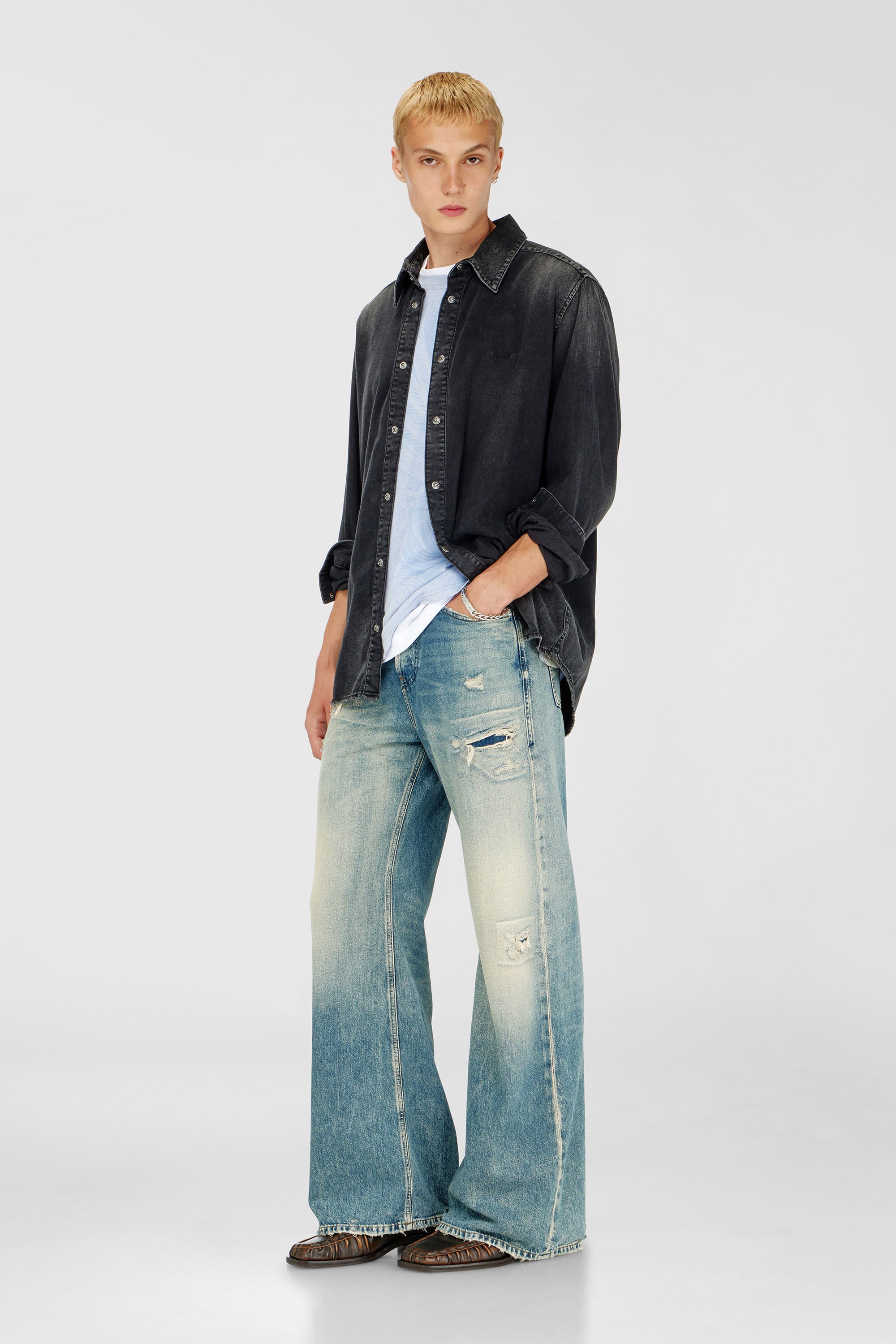 Diesel - D-SIMPLY, Camisa de denim de manga larga Hombre in Negro - 1