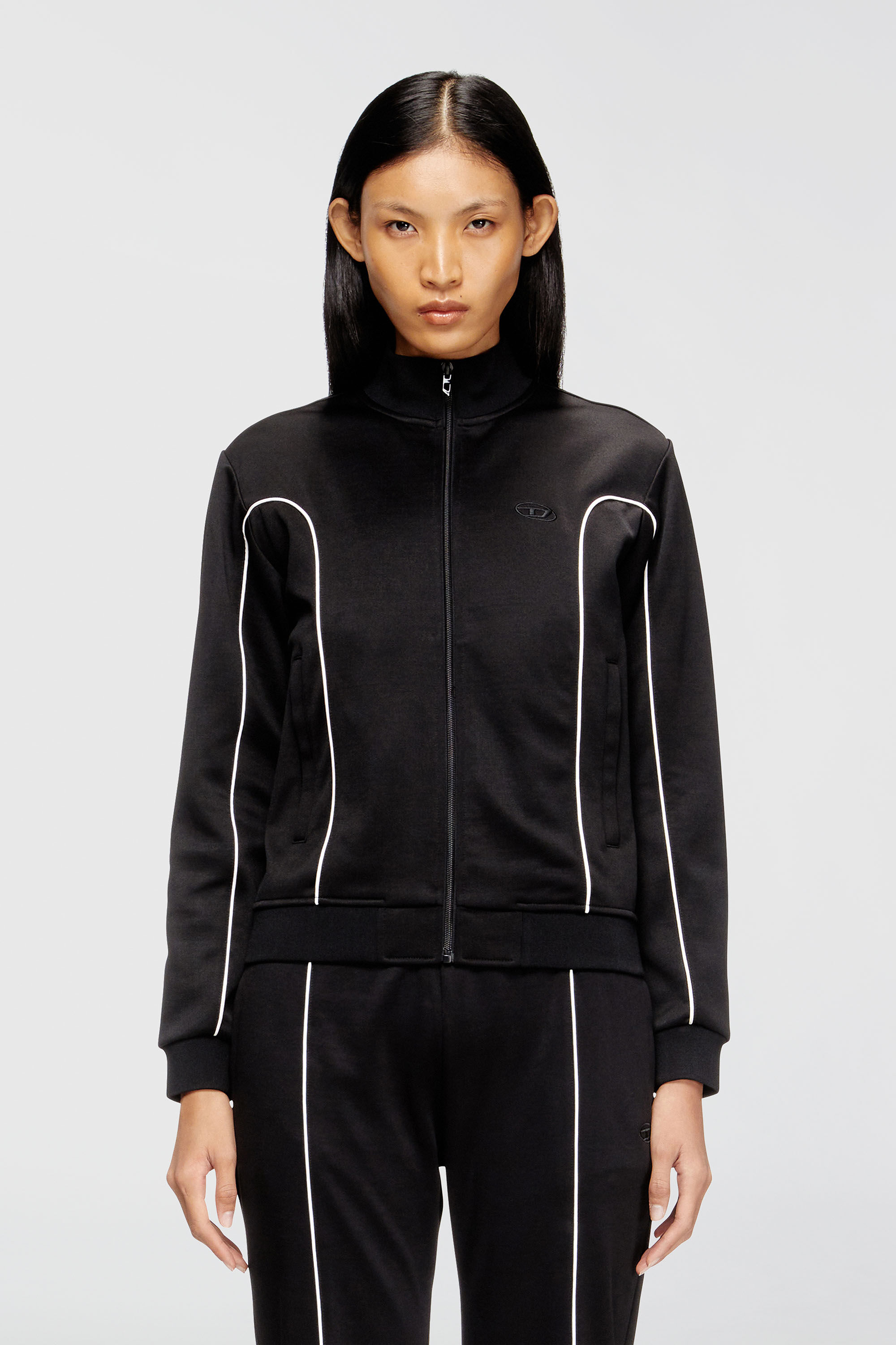 Diesel - F-LOCKING-OD, Chaqueta tipo sudadera con ribete en contraste Mujer in Multicolor - 3