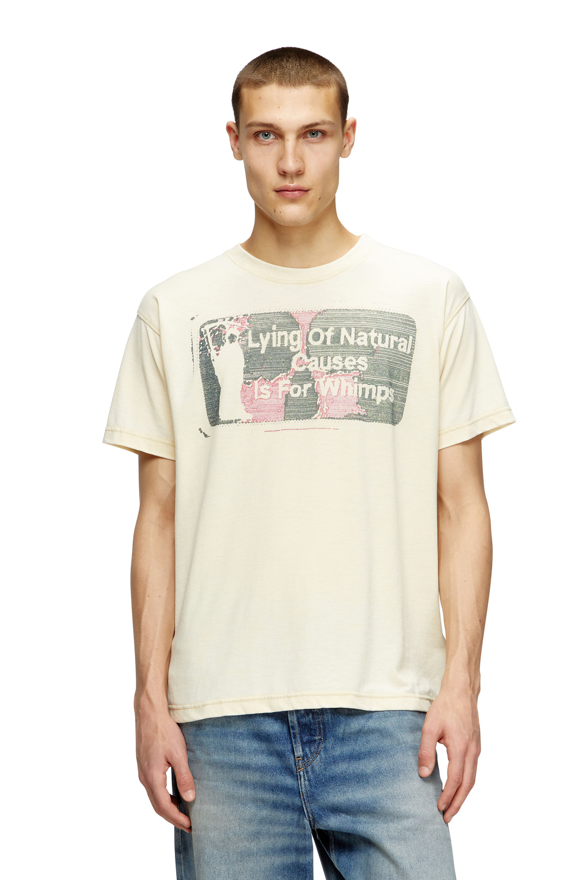 Diesel - T-NORM-T2, Camiseta con lavado burnout Hombre in Beige - 3