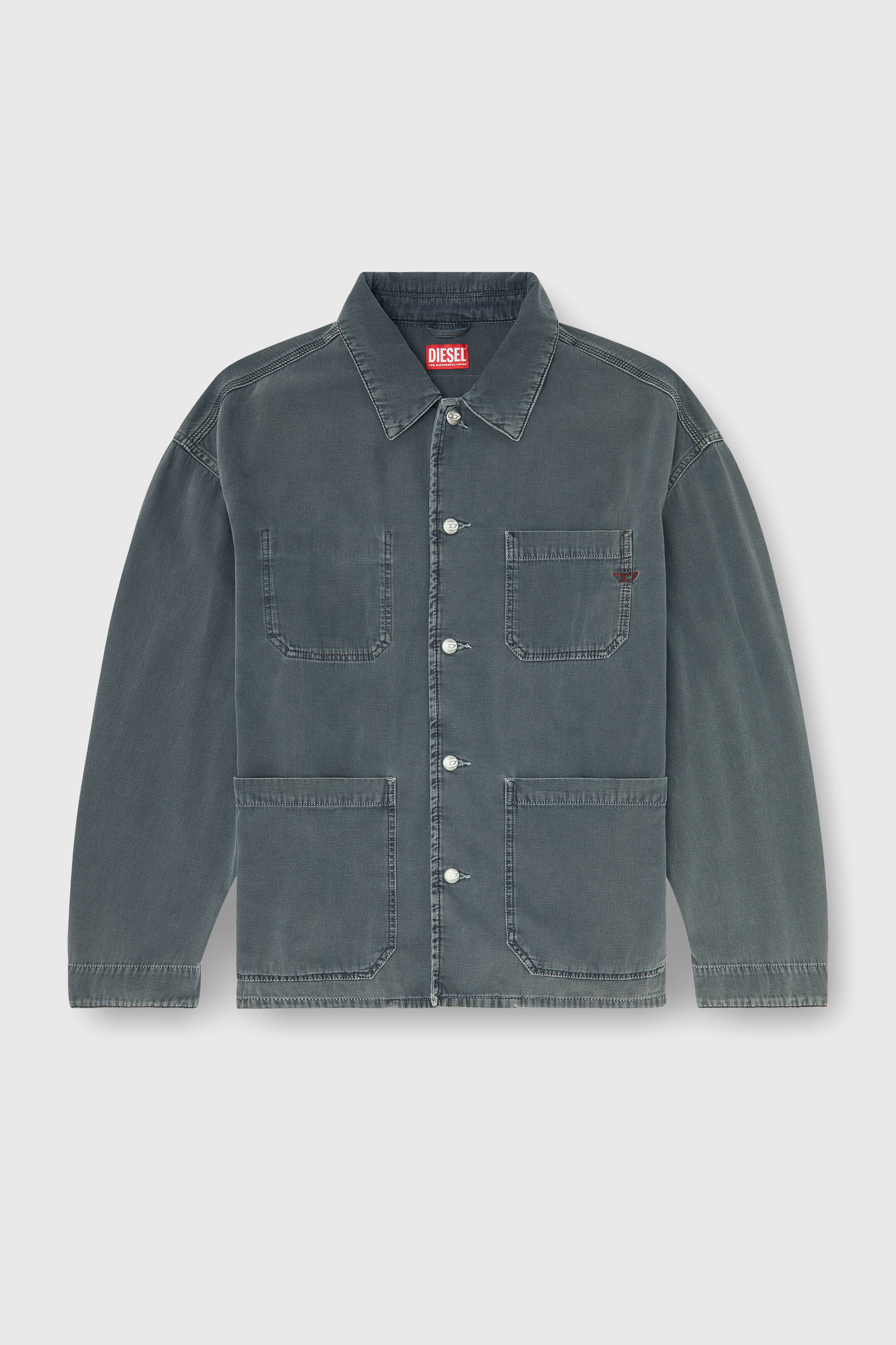 Diesel - D-STACK-U, Chaqueta estilo utility de denim te&ntilde;ido Unisex in Gris - 2