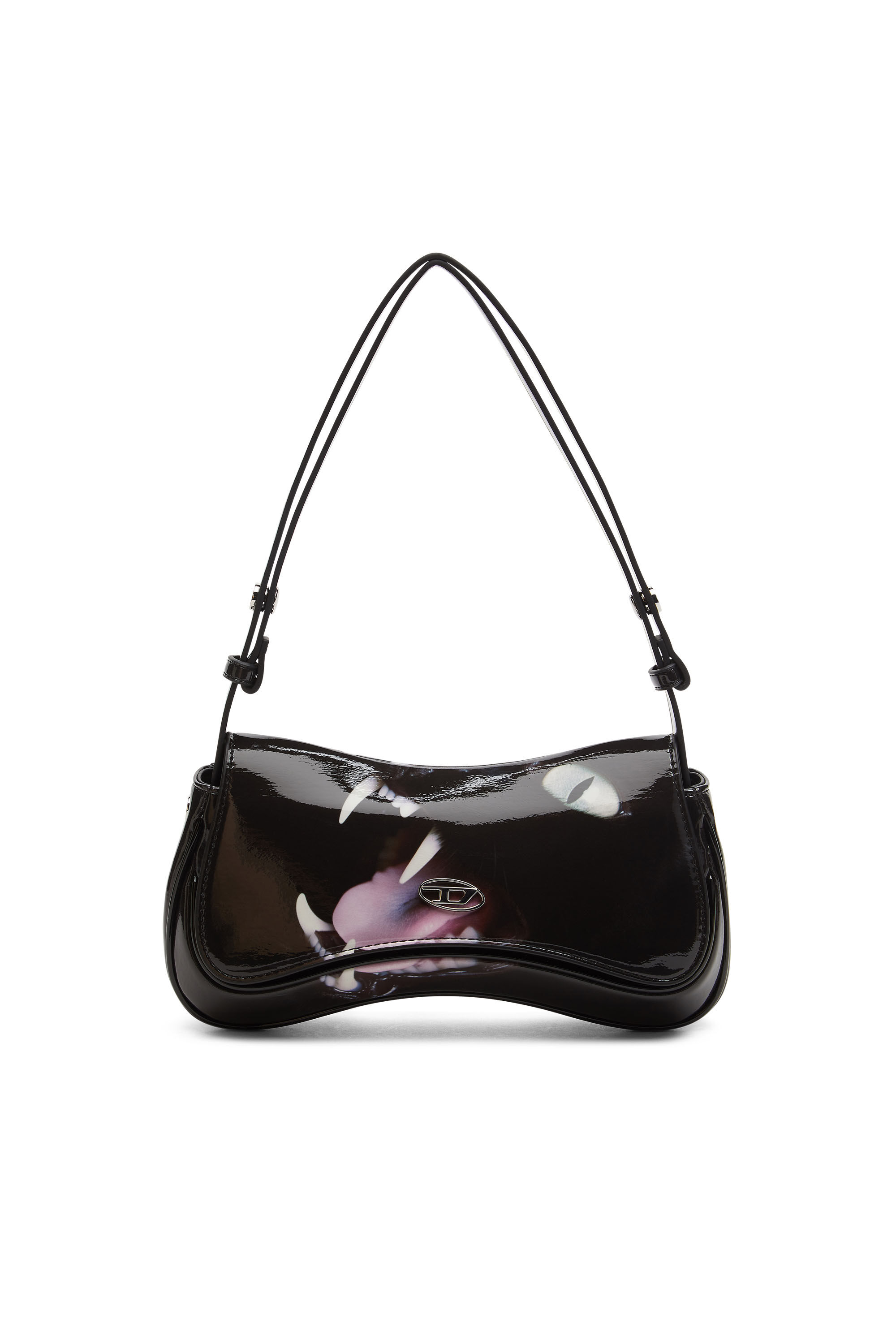 Play Clutch brillante con estampado Mujer Negro Diesel
